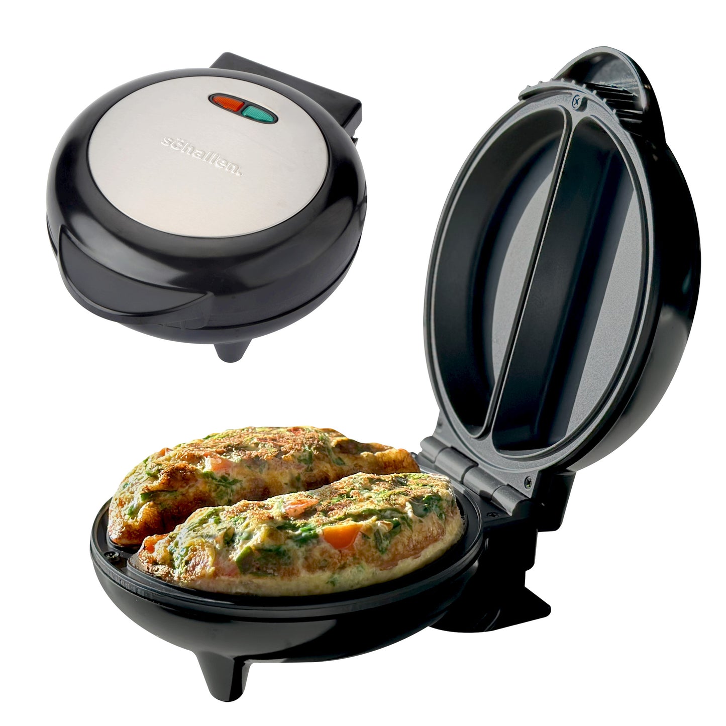 Schallen 750W Electric Deep Fill Omelette Maker Egg Cooking Machine Non-Stick Dual Plate with Easy Clean Marble Coating & Adjustable Temperature Control