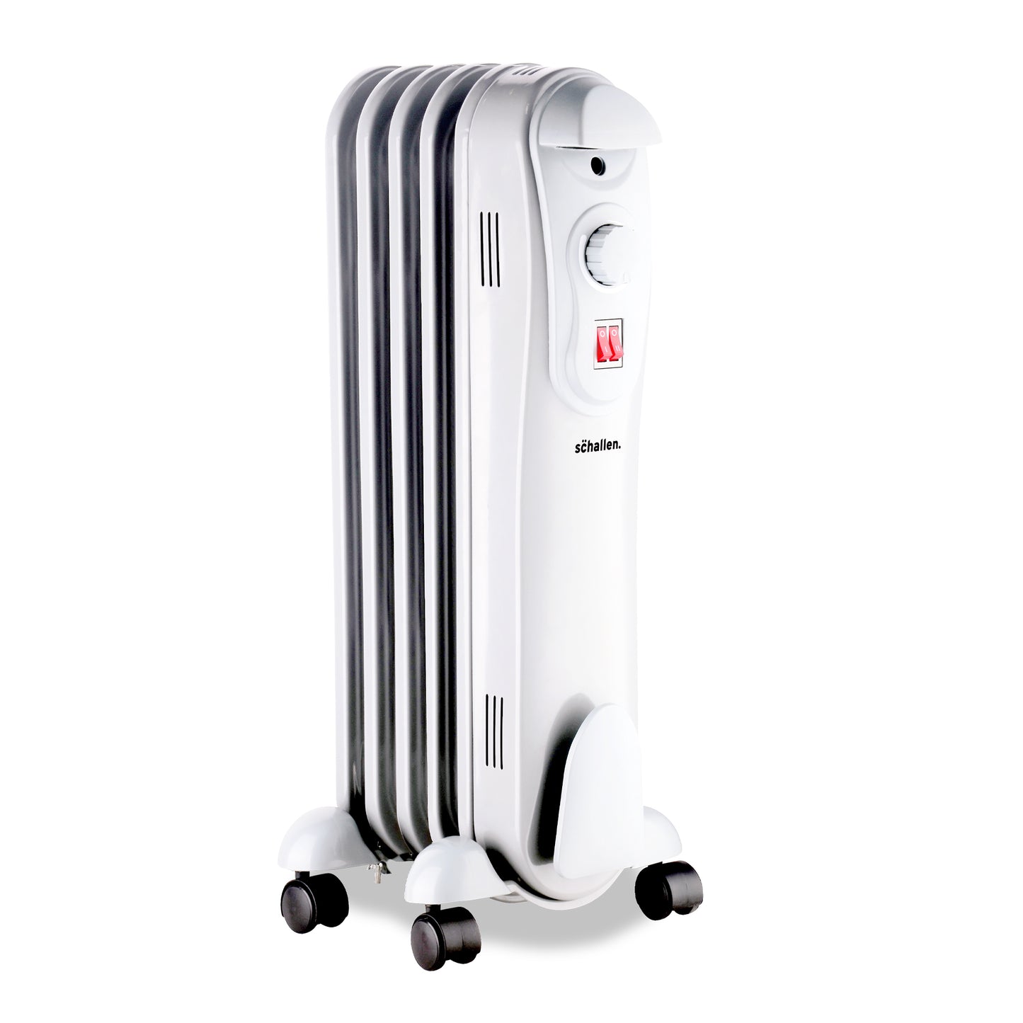 Schallen White 1000W 5 Fin Portable Electric Slim Oil Filled Radiator Heater