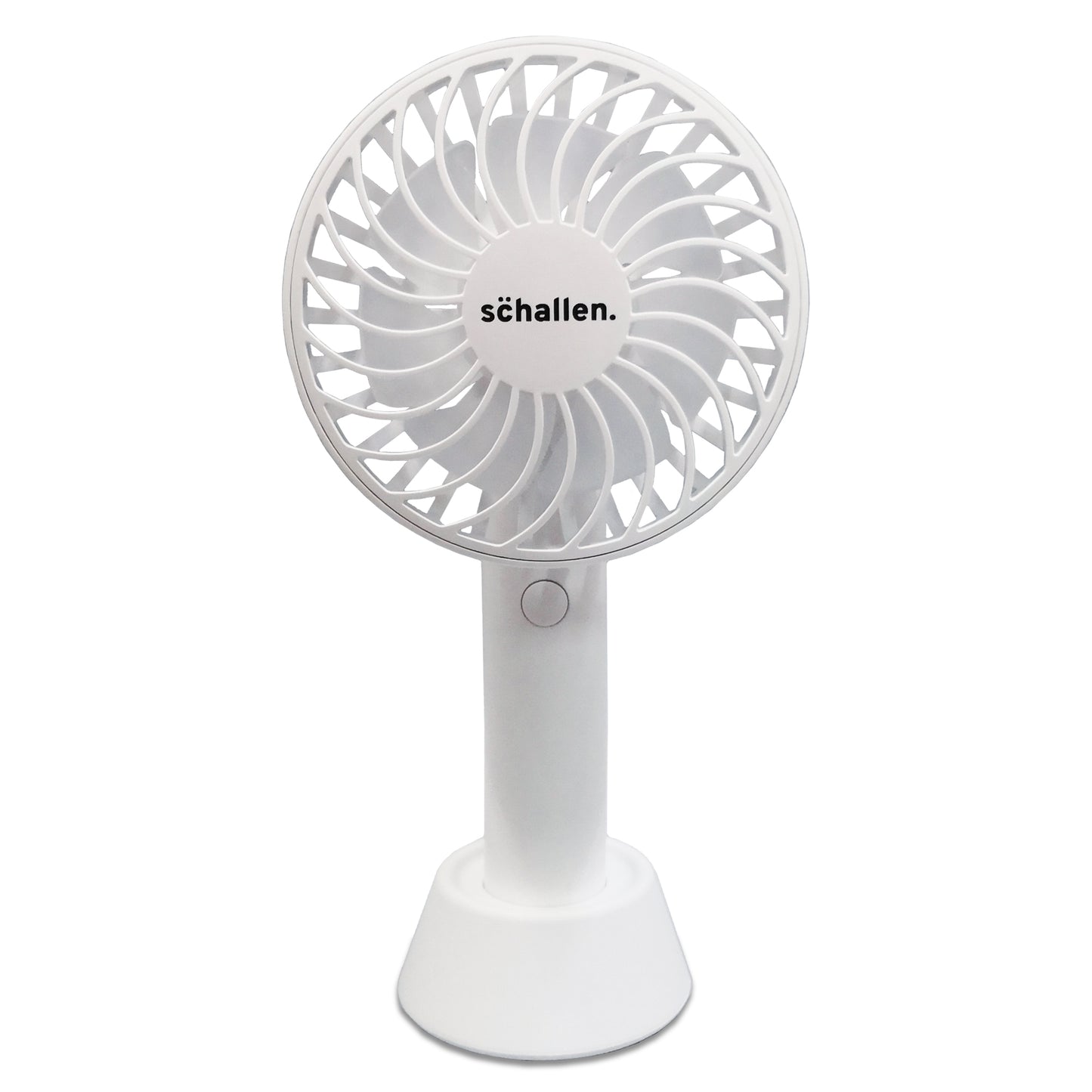 Schallen White Mini Portable Travel Handheld Fan Battery Powered USB Rechargeable Lightweight Fan