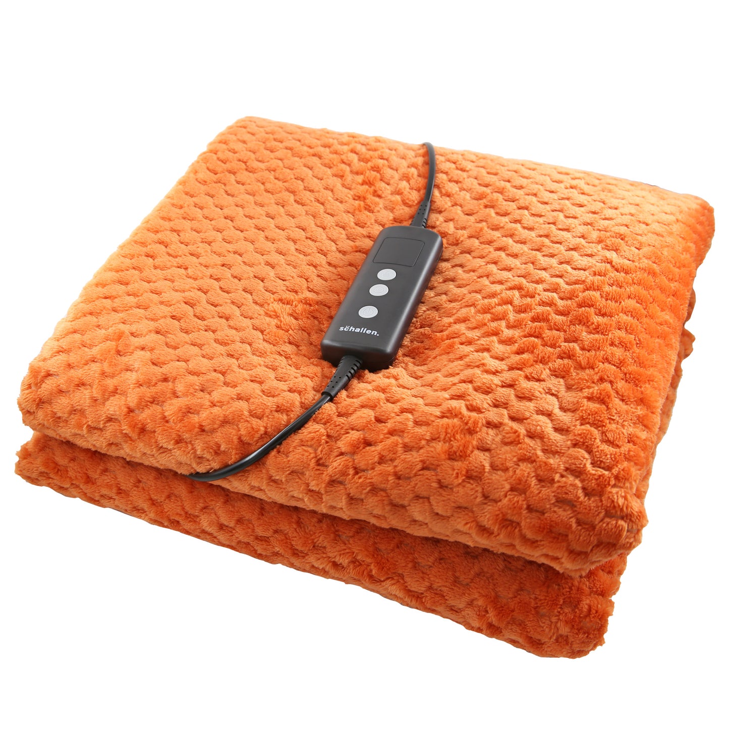 Schallen Rust Burnt Orange Large Double Waffle Soft Fleece Electric Heated Throw Over Blanket Honeycomb Overblanket with Timer