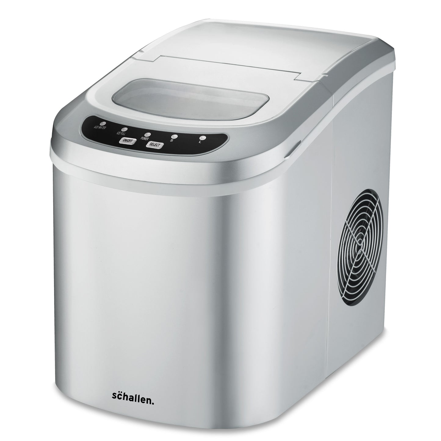 Schallen Silver Ice Maker Machine Counter Top 26lb in 24H Small & Large Ice Cubes Maker with 2.2L Tank