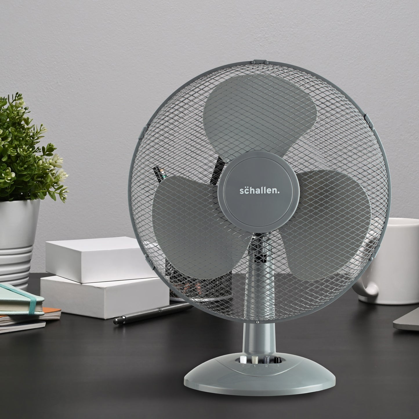 Schallen Electric Air Cooling Large 16" Worktop Table Desk Fan in Grey
