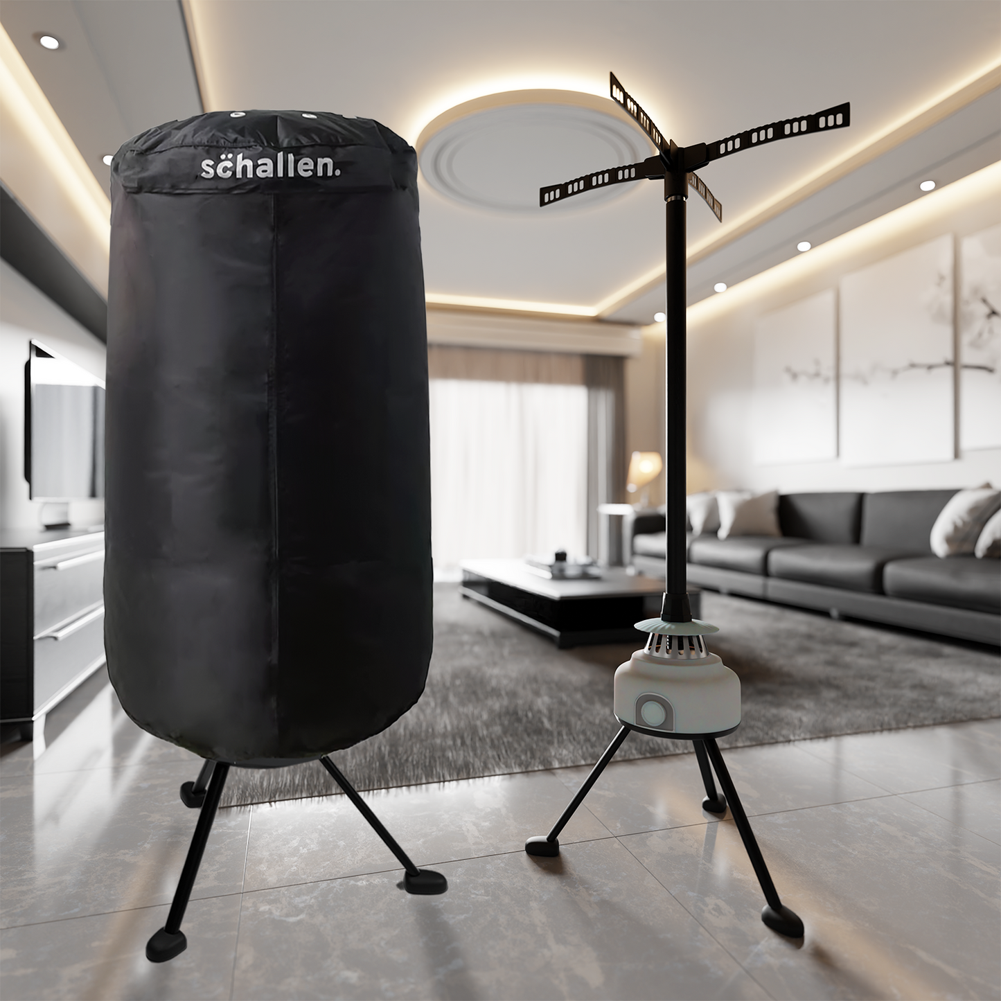 Schallen 1000W Heated Clothes Airer with Mechanical Timer and Protective Cover – Efficient Indoor Drying Rack