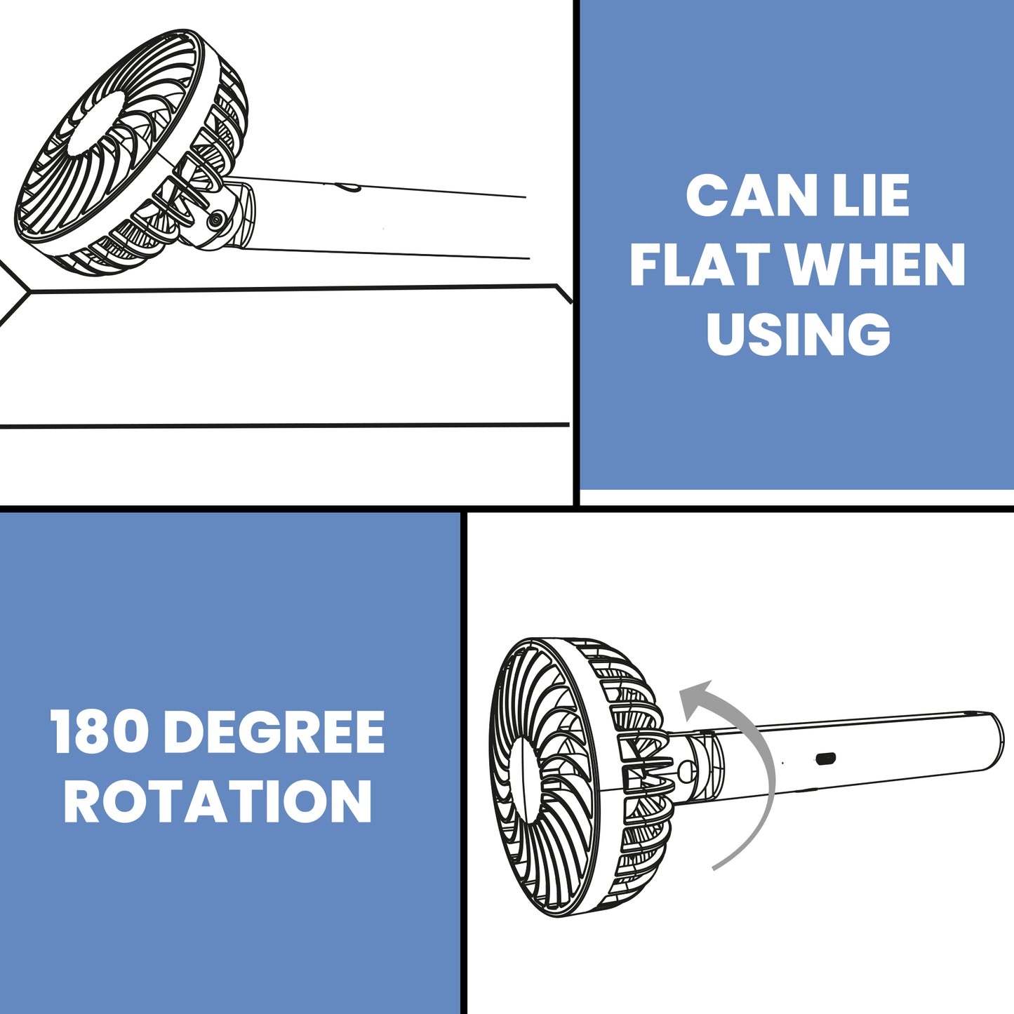 Schallen White Mini Portable Travel Handheld Fan Battery Powered USB Rechargeable Lightweight Fan