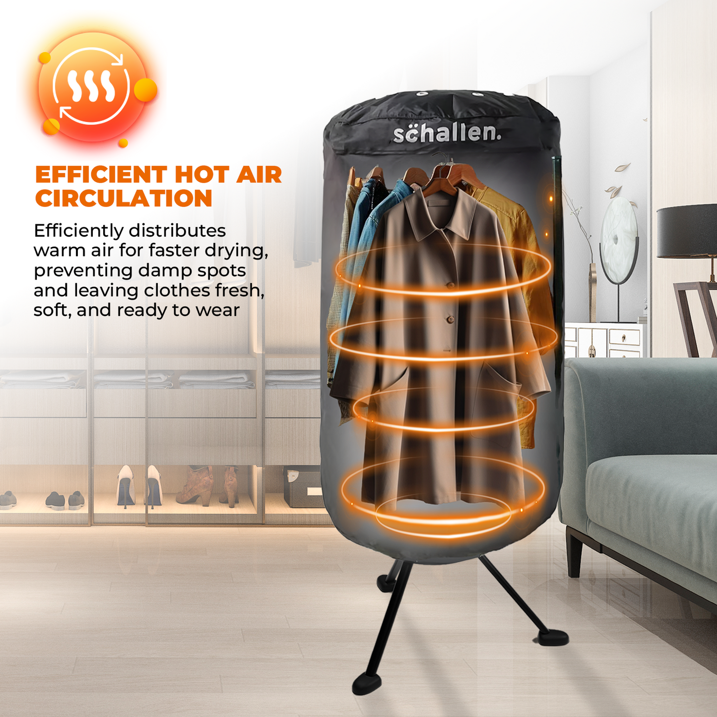 Schallen 1000W Heated Clothes Airer with Mechanical Timer and Protective Cover – Efficient Indoor Drying Rack