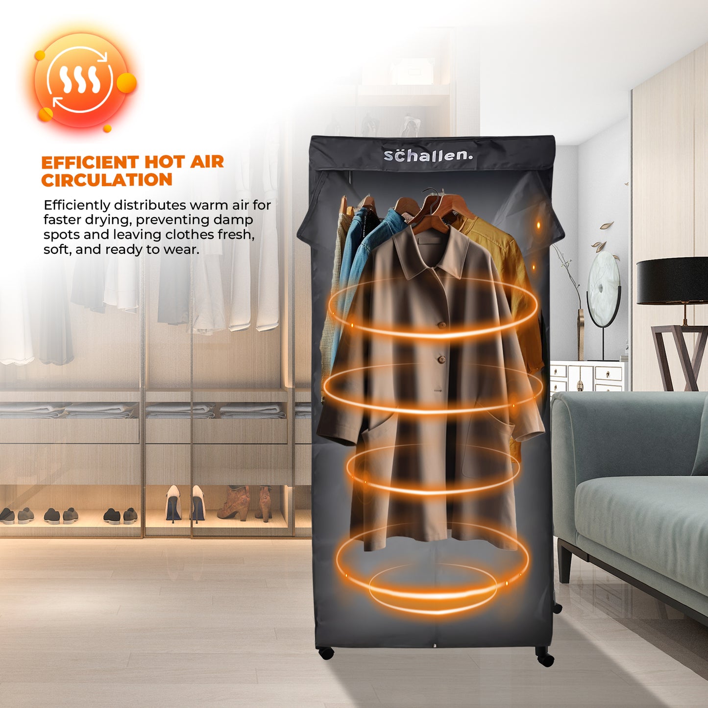 Schallen 1200W 4-Tier Heated Clothes Airer Dryer with Cover – Efficient Indoor Drying Rack
