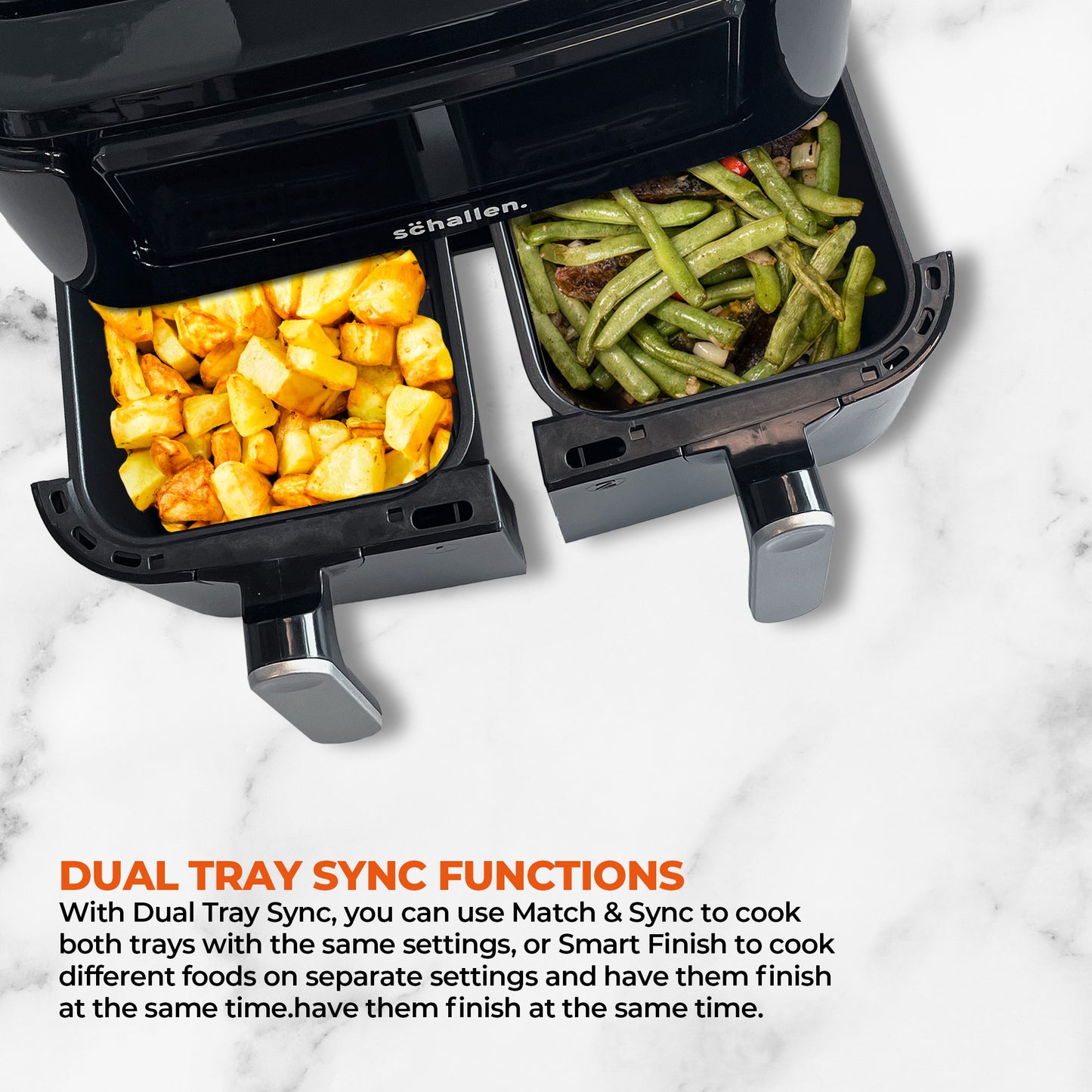 Schallen Black Dual Air Fryer, Digital, 10 Preset Functions, Low Running Cost and 60 Min Timer 