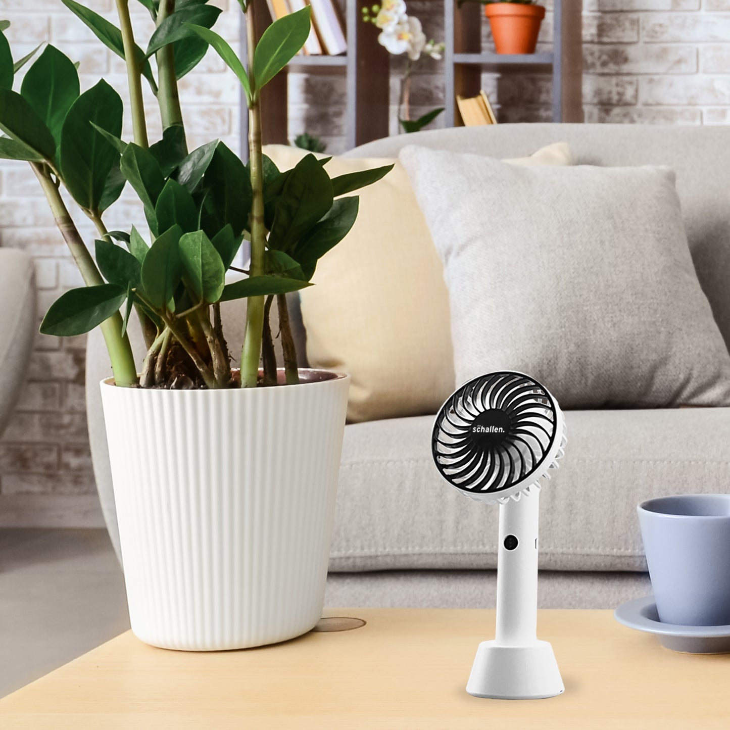 Schallen Black Mini Portable Travel Handheld Fan Battery Powered USB Rechargeable Lightweight Fan