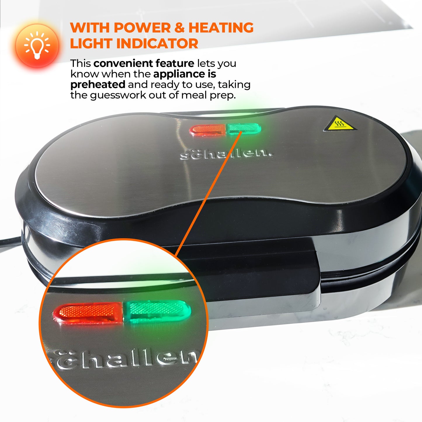 Schallen Electric Omelette Maker Deep Fill Healthy Eating Egg Pan with Non-Stick Coated Ceramic Plates & 2 Individual Cooking Plates with Cool Touch Handle (Stainless Steel)