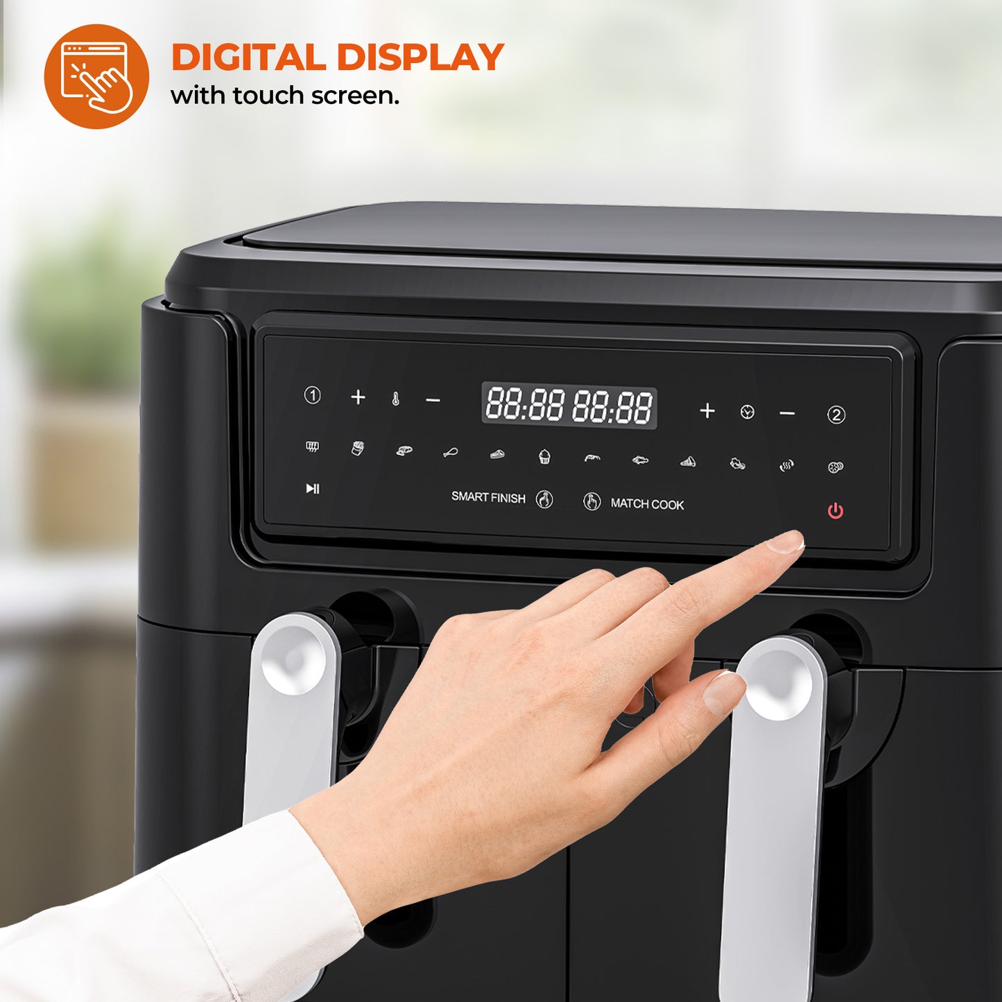 Schallen Black Dual Air Fryer, Digital, 10 Preset Functions, Low Running Cost and 60 Min Timer 