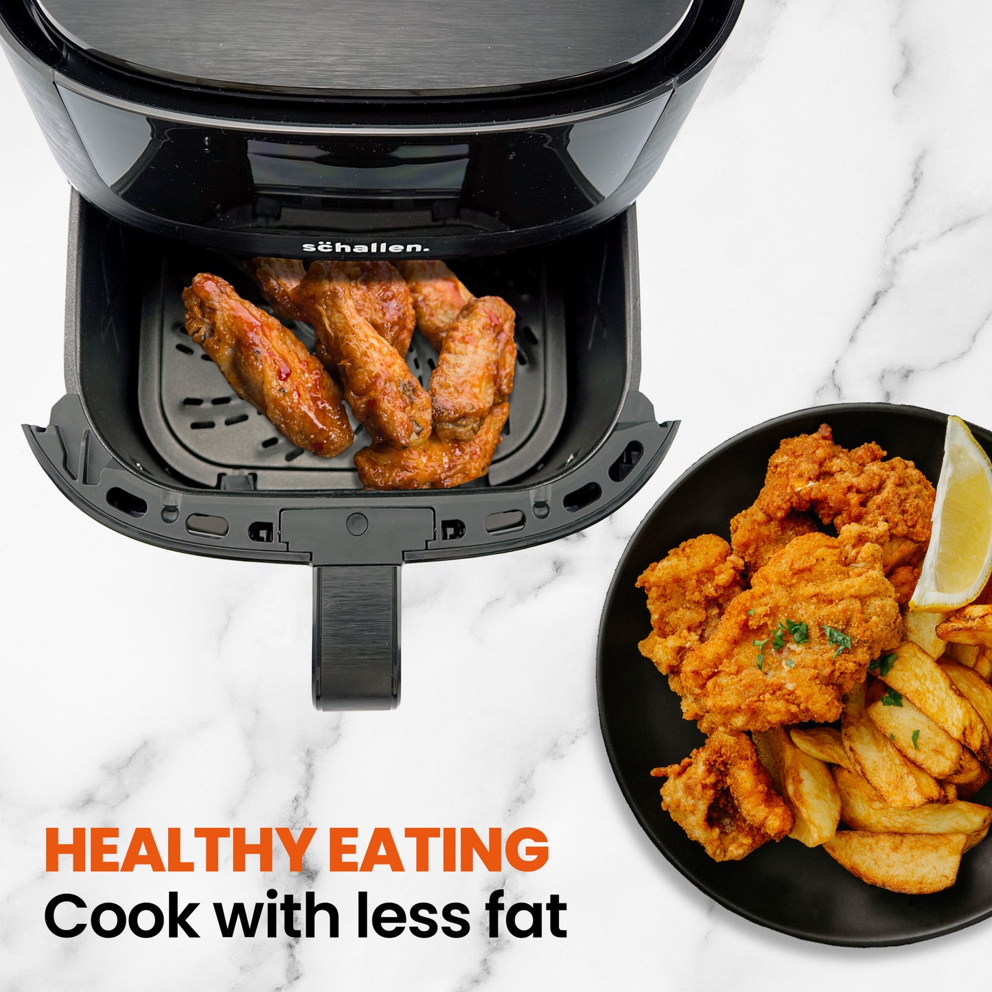 Schallen 4L Digital Air Fryer Cooking Machine with Touch Screen, Timer, Glass Viewing Window & Grill Rack