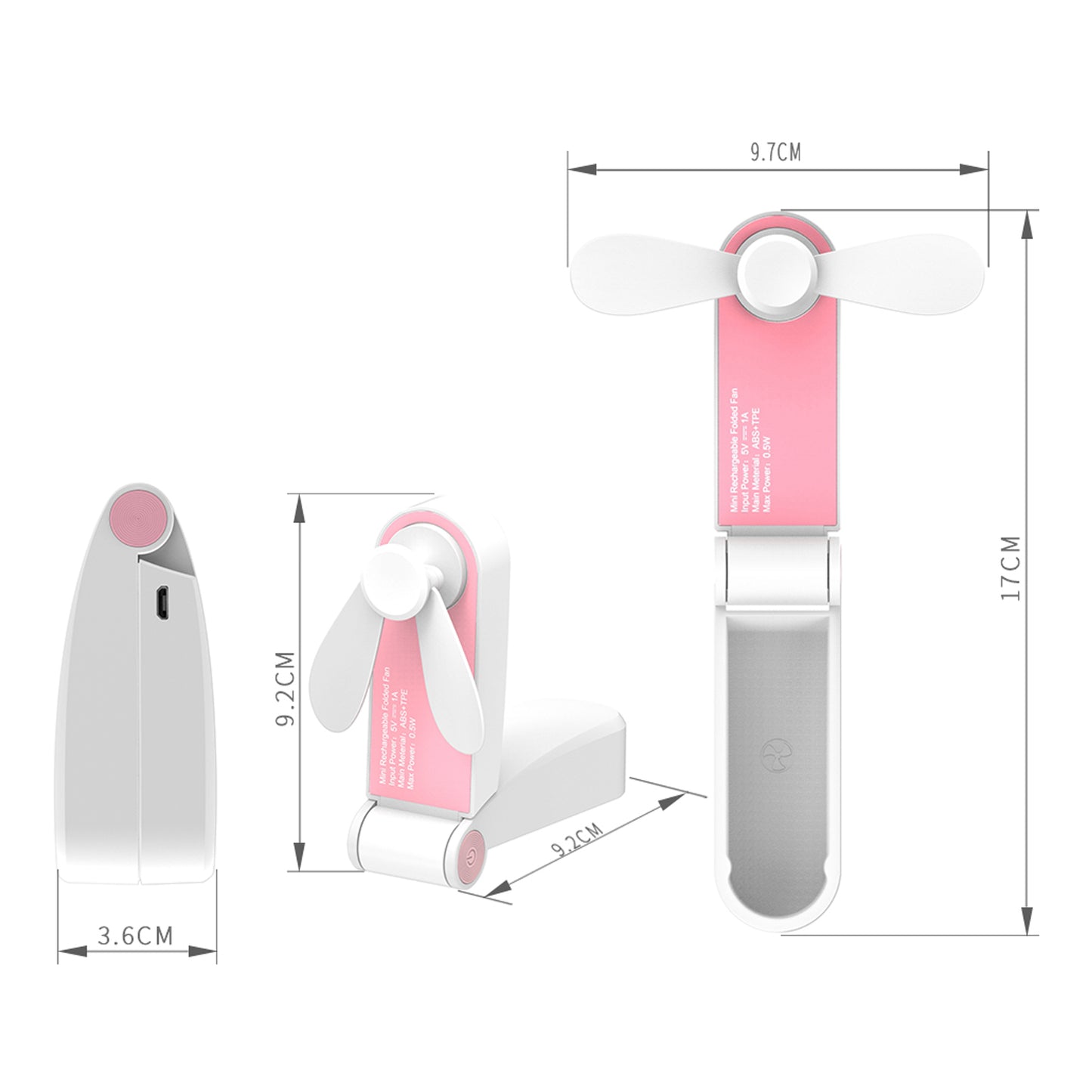 Schallen Handheld Mini Fan Portable Folding Small Pocket Fan USB Rechargeable Desk and Travel Fan