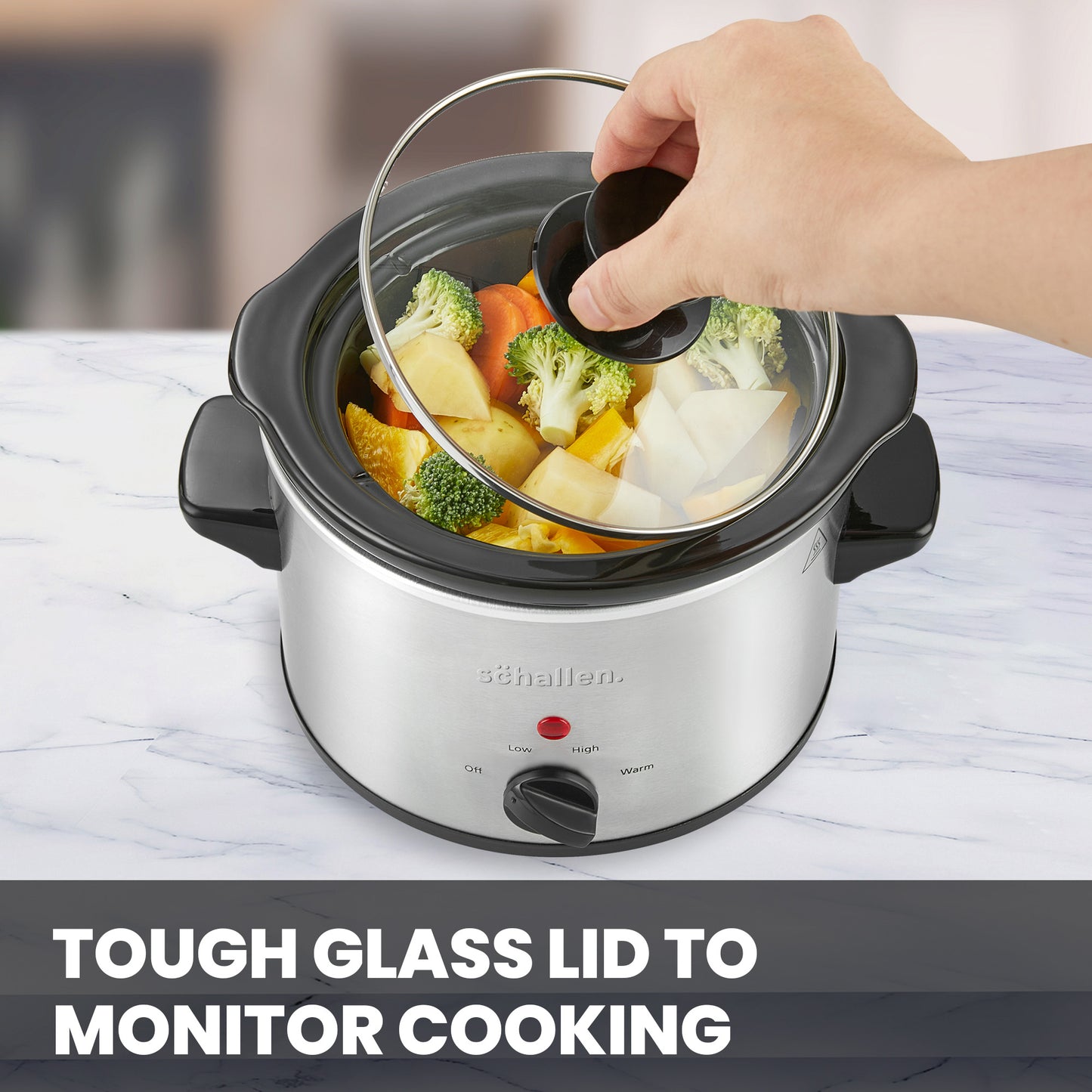 Schallen 1.5L Stainless Steel Stew and Stir Slow Cooker Cooking Machine