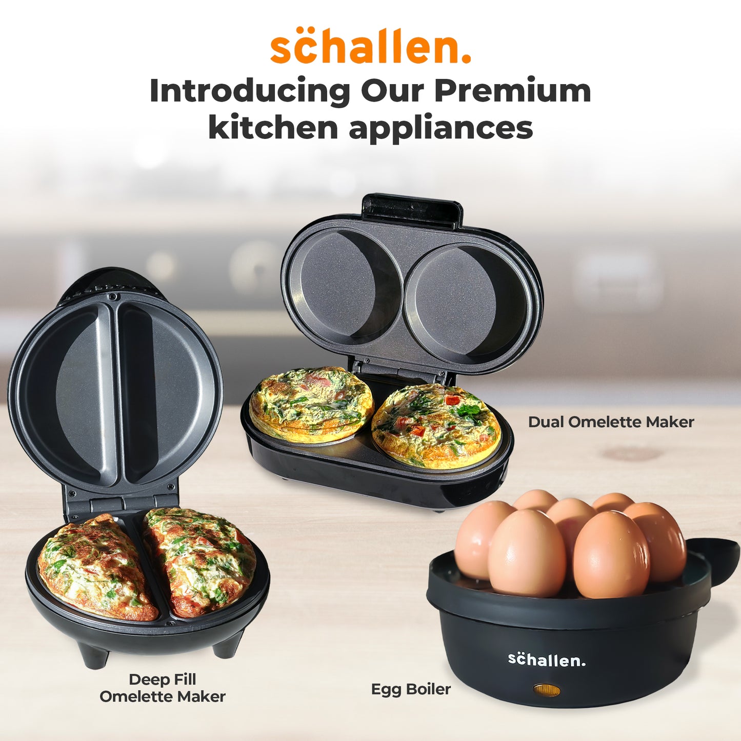 Schallen Electric Egg Cooker, Boiler, Poacher Poached Boiled, Hard Eggs and Soft Eggs Holds up to 7 Eggs, (Silver & Black, Stainless Steel)