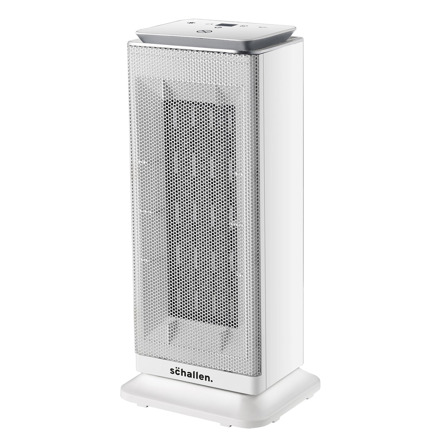 Schallen Floor Standing PTC Ceramic Heater Warm and Cool Air Fan with 24 Hour Timer, Remote Control and LCD Display in White