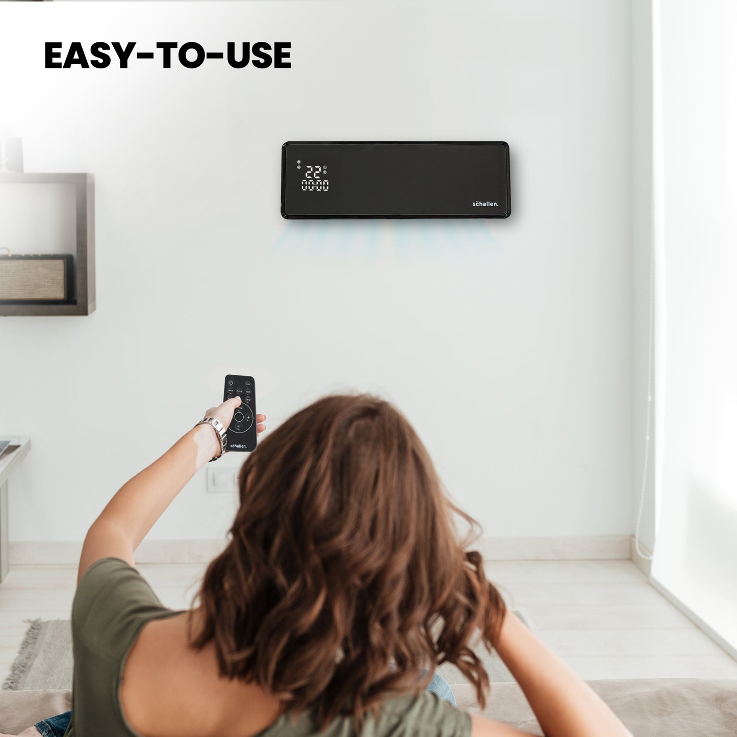 Schallen White Oscillating Digital Wall Mounted Over Door PTC Heater with 24H Timer & Remote