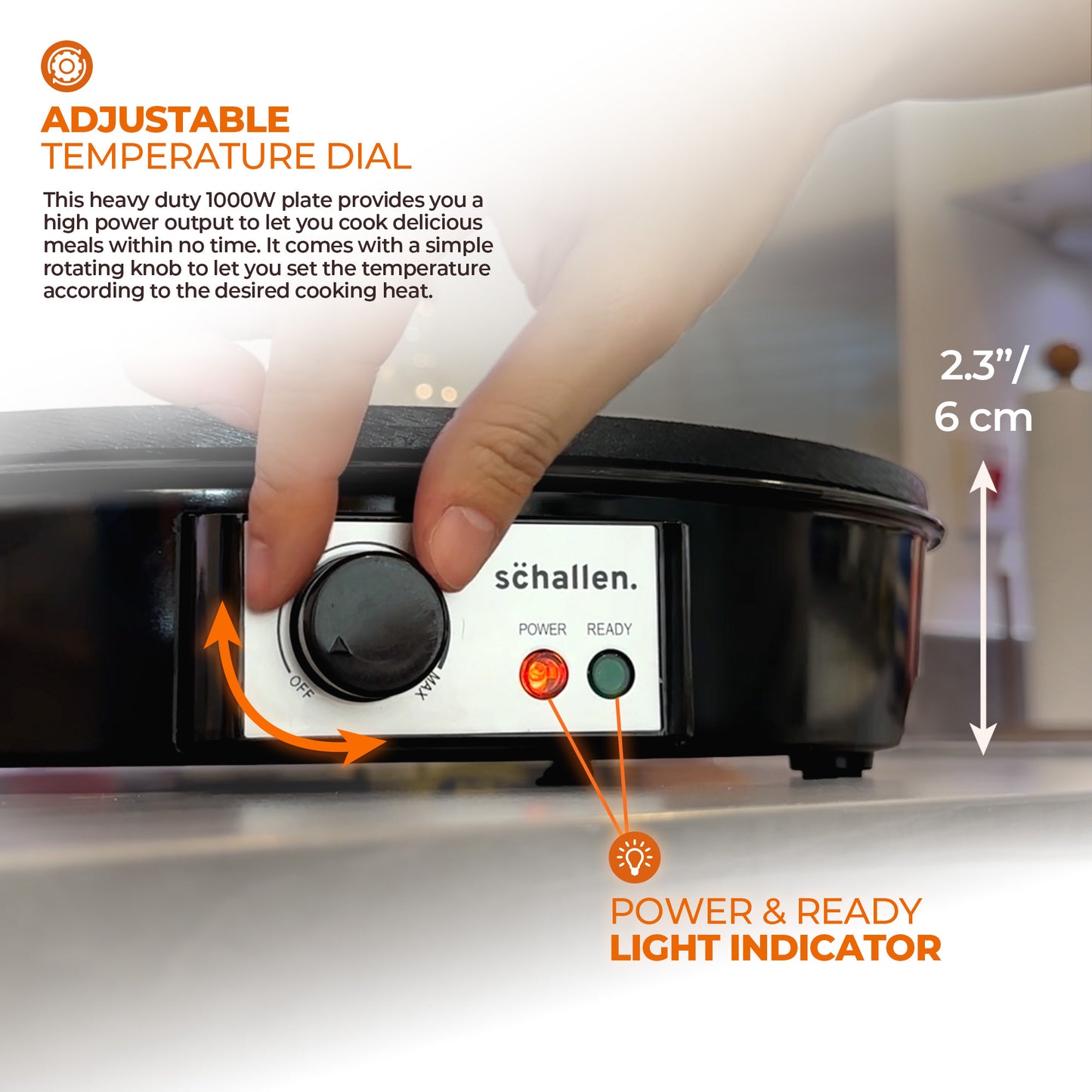 Schallen Black 1000W 12" Electric Traditional Pancake & Crepe Maker Machine Hot Plate & Utensils