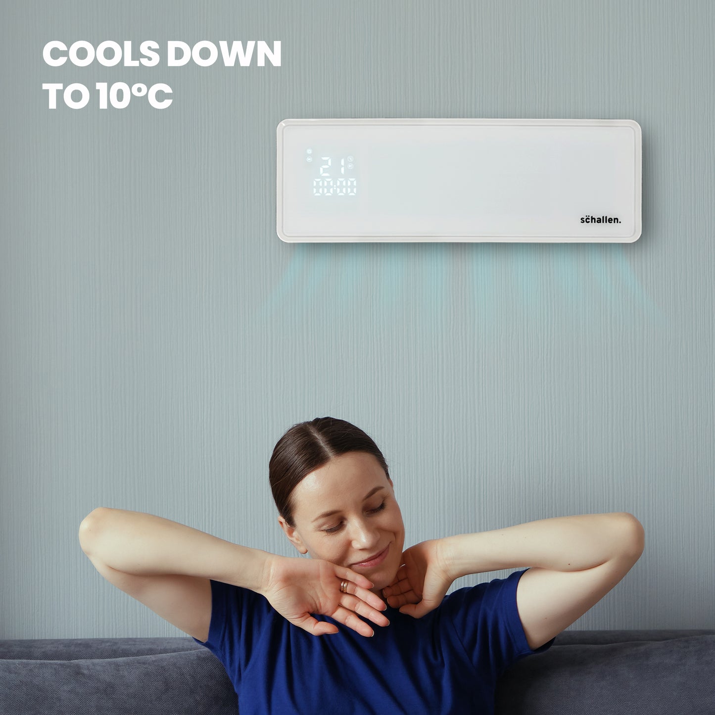Schallen White Oscillating Digital Wall Mounted Over Door PTC Heater with 24H Timer & Remote