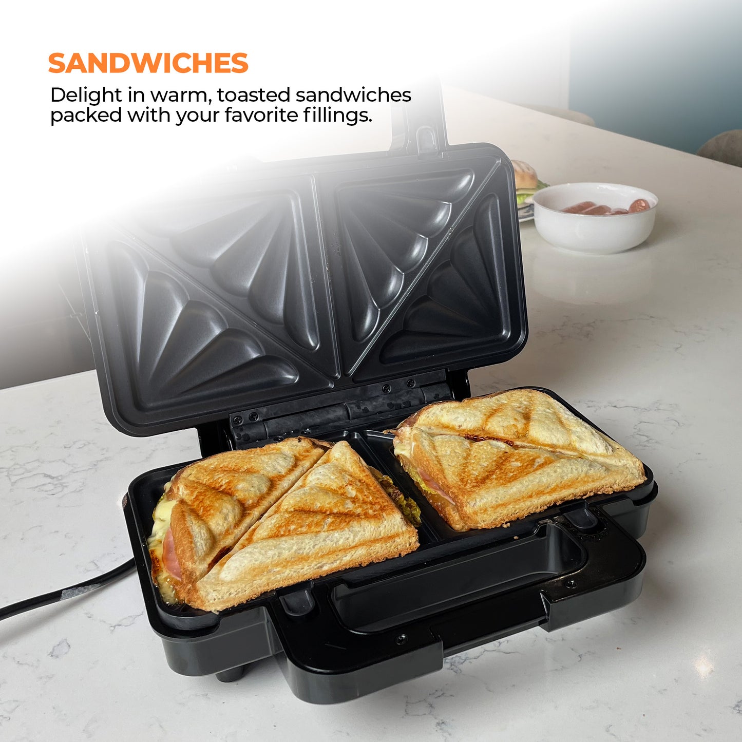 Schallen Electric All in 1 Multi Grill Grilling Machine, Sandwhich, Toastie & Waffle Maker Machine - Includes 4 Removable Large None Stick Cooking Plates (Stainless Steel, Black & Silver)