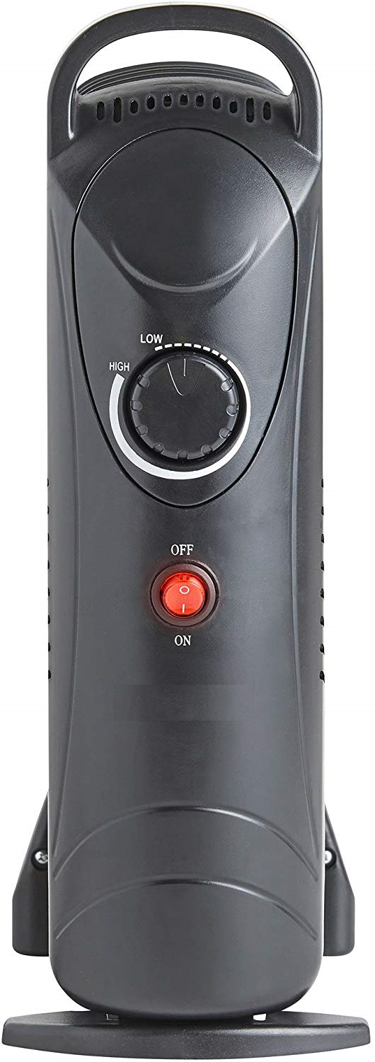 Schallen Black 800W 6 Fin Mini Small Portable Electric Slim Oil Filled Radiator Heater