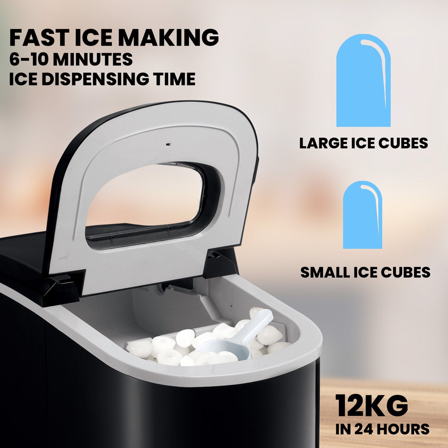 Schallen Silver Ice Maker Machine Counter Top 26lb in 24H Small & Large Ice Cubes Maker with 2.2L Tank