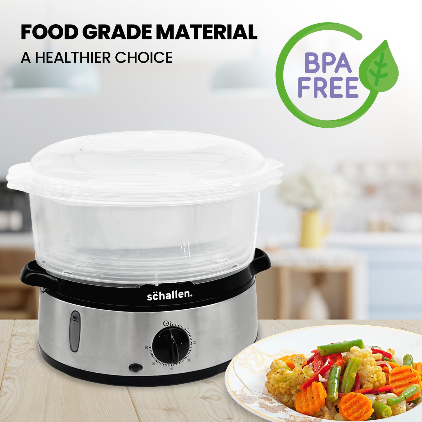 Schallen 9L 3 Tier Premium Healthy Eating Electric Food Steamer Machine