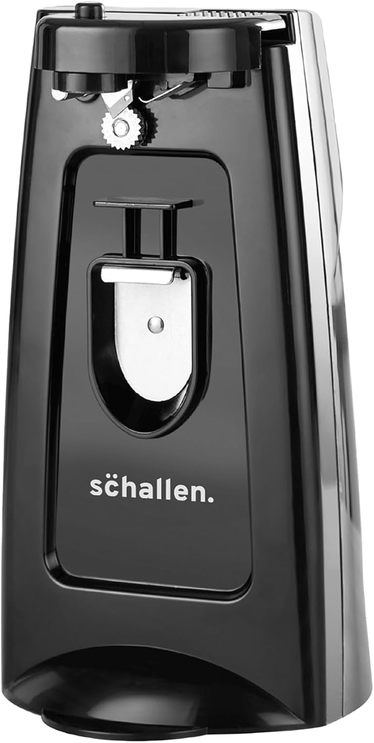 Schallen 3 in 1 Electric Tin Can Automatic Easy Opener with Knife Sharpener Kitchen Tool - Black