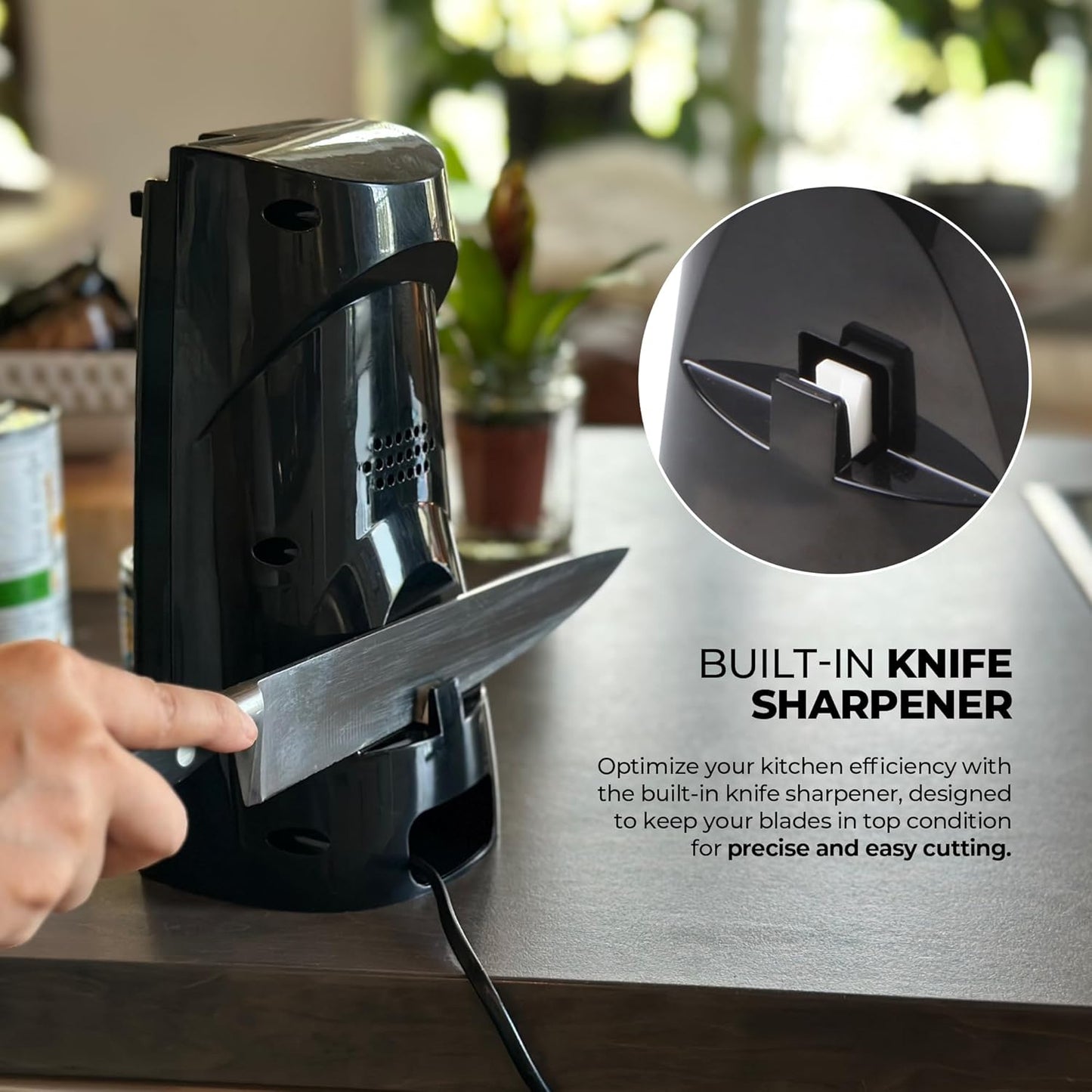 Schallen 3 in 1 Electric Tin Can Automatic Easy Opener with Knife Sharpener Kitchen Tool - Grey
