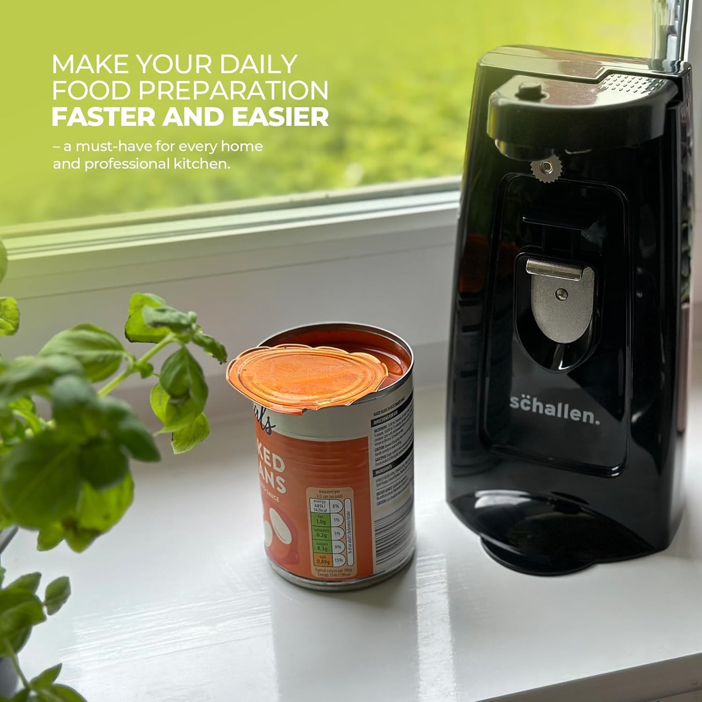 Schallen 3 in 1 Electric Tin Can Automatic Easy Opener with Knife Sharpener Kitchen Tool - Grey