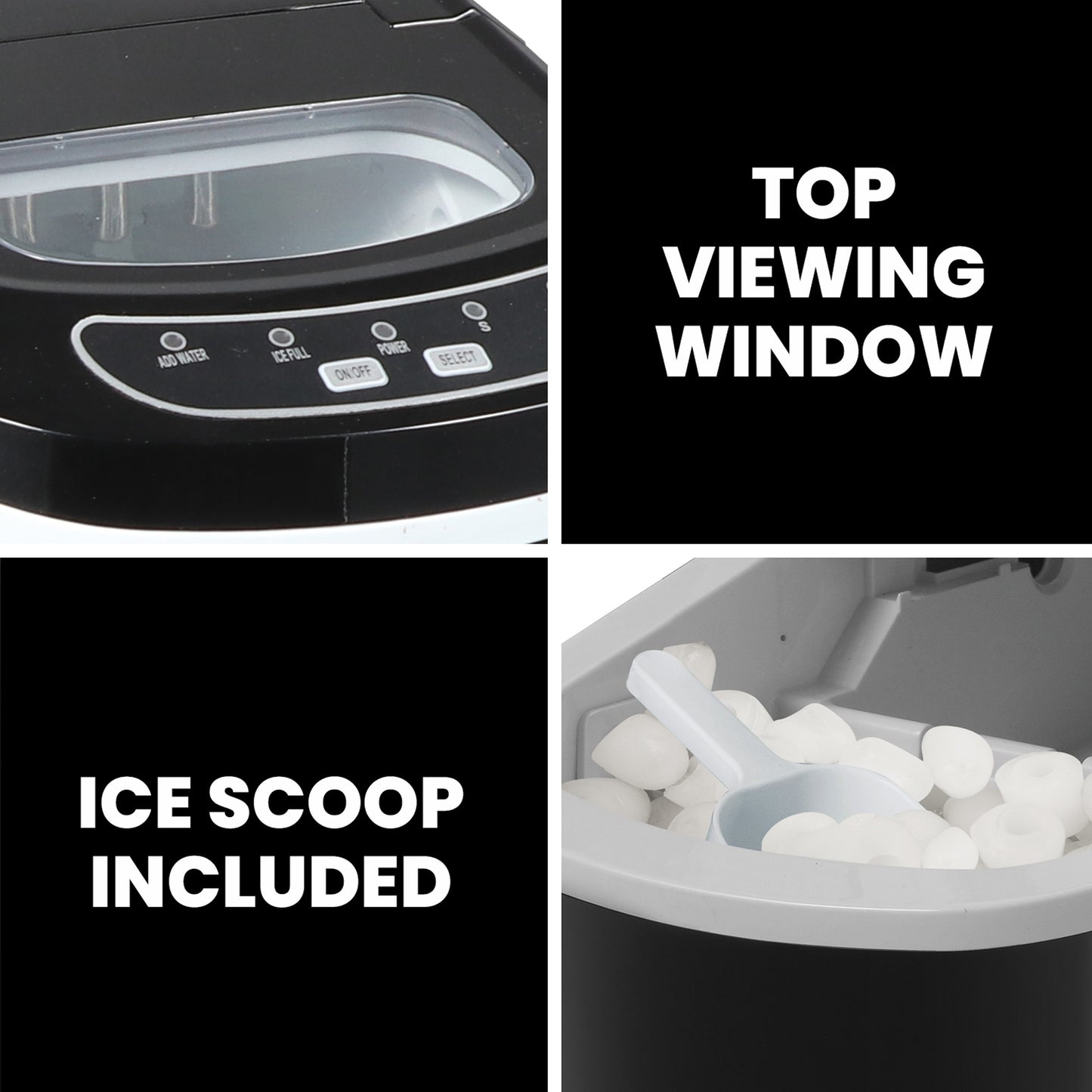 Schallen Silver Ice Maker Machine Counter Top 26lb in 24H Small & Large Ice Cubes Maker with 2.2L Tank