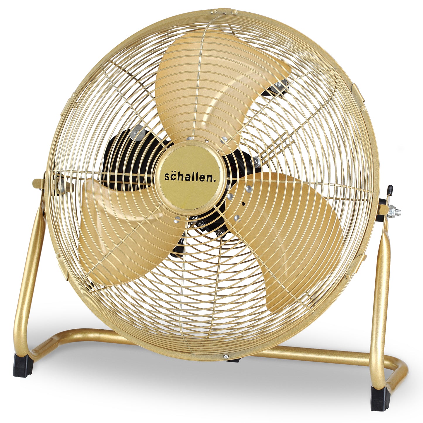 Schallen Champagne Gold Metal High Velocity Cold Air Circulator Adjustable Floor Fan - 14"