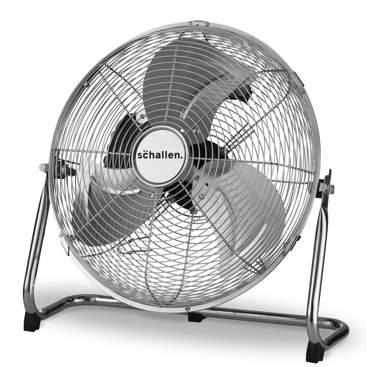 Schallen Chrome Silver Metal High Velocity Cold Air Circulator Adjustable Floor Fan - 14"