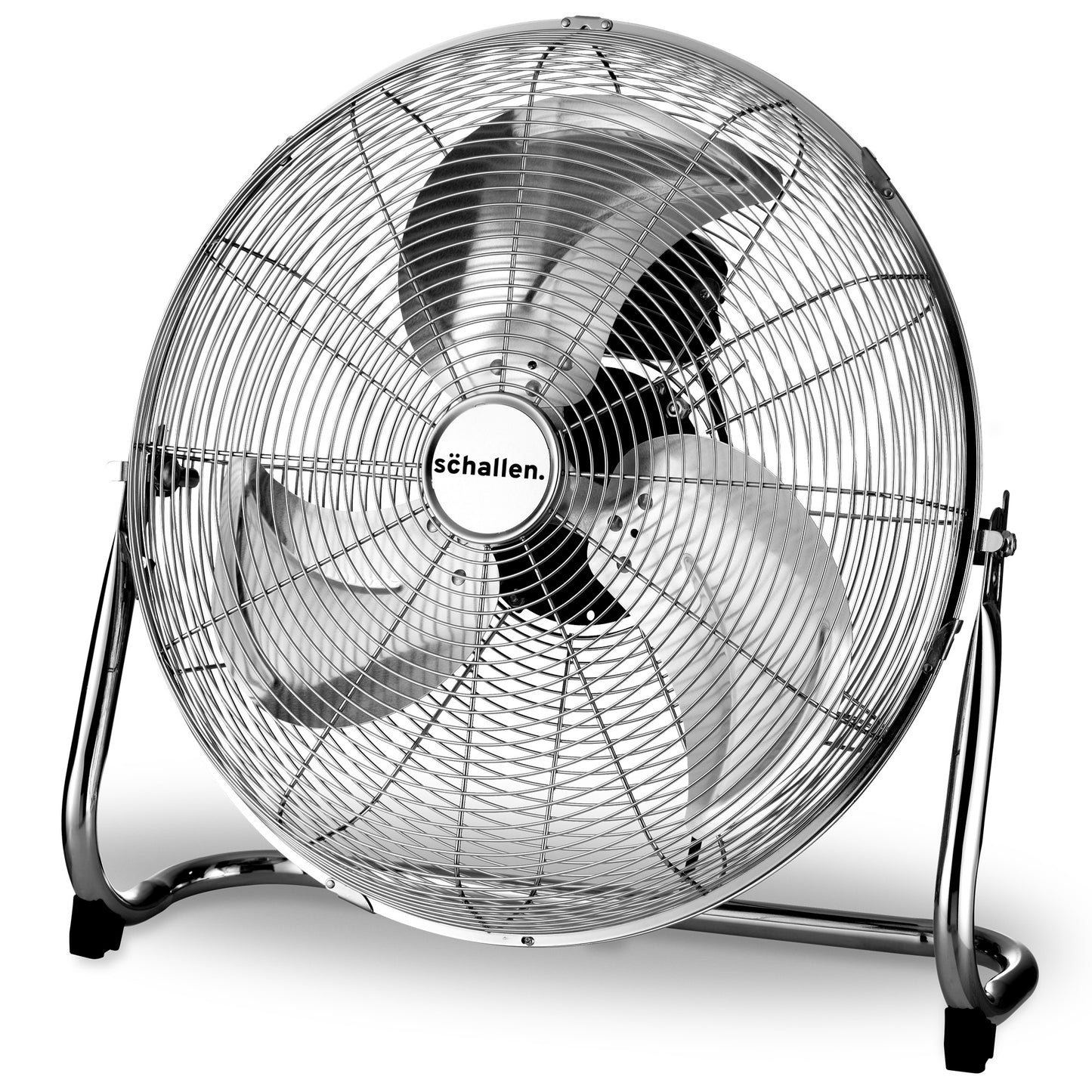 Schallen Chrome Silver Metal High Velocity Cold Air Circulator Adjustable Floor Fan - 18"