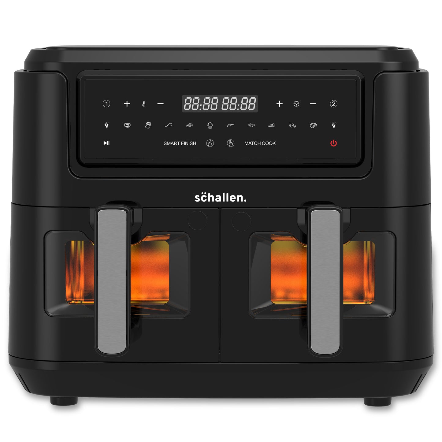 Schallen Healthy Eating Low Fat Large Digital Twin Dual Air Fryer with 60 Min Timer in BLACK