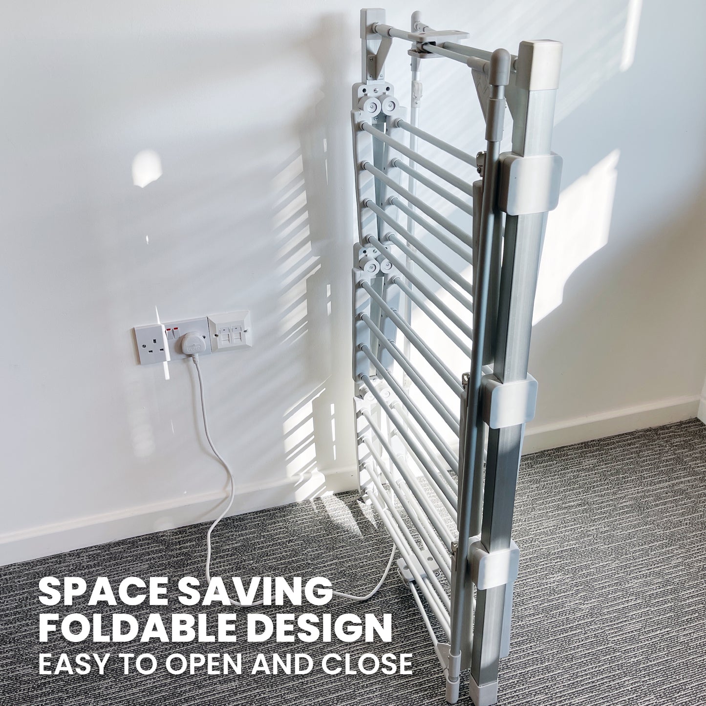 Schallen Mini 3 Tier Foldable Airer Indoor Fast Dry Washing Electric Clothes Dryer Rack with Cover