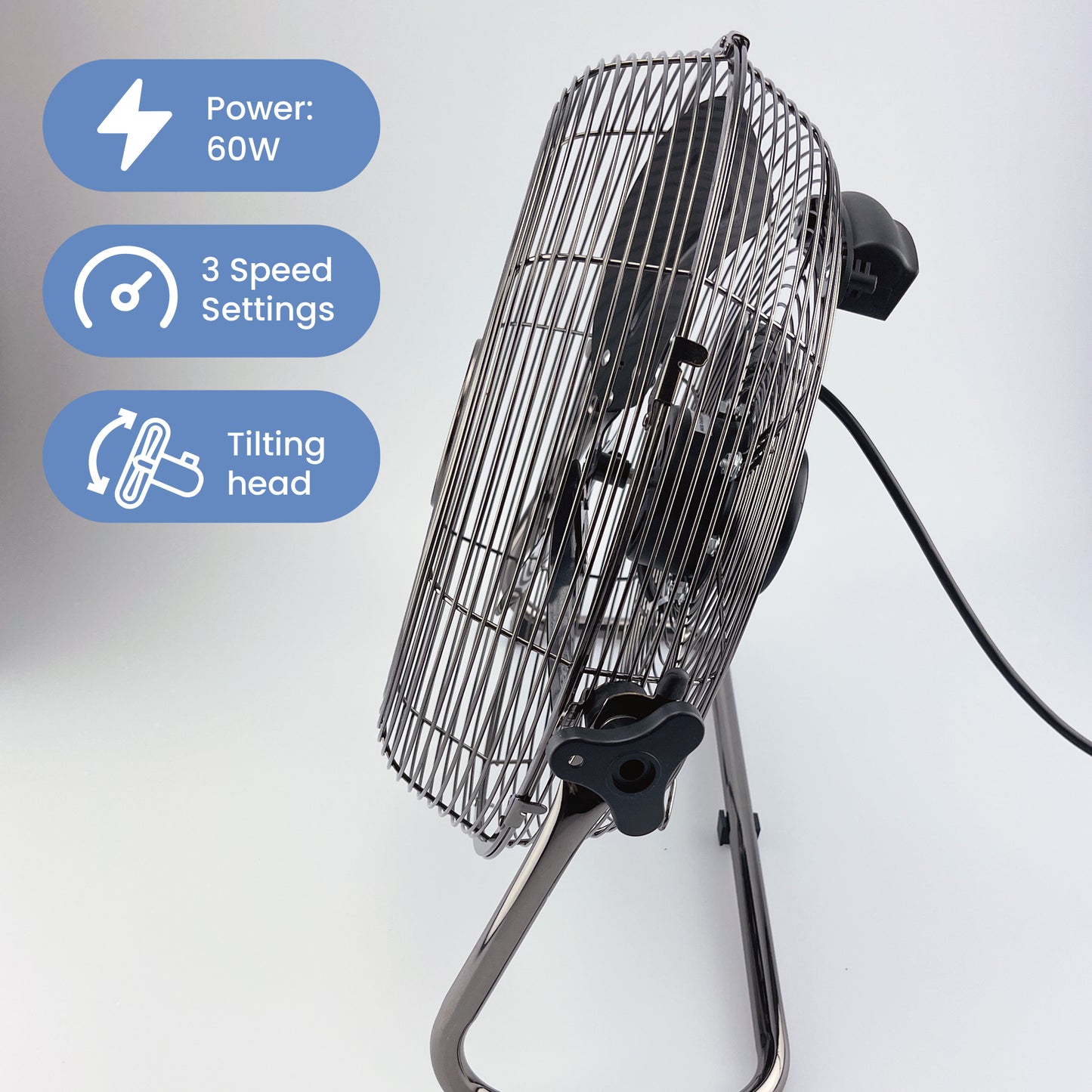 Schallen Gunmetal Black Metal High Velocity Cold Air Circulator Adjustable Floor Fan - 14"