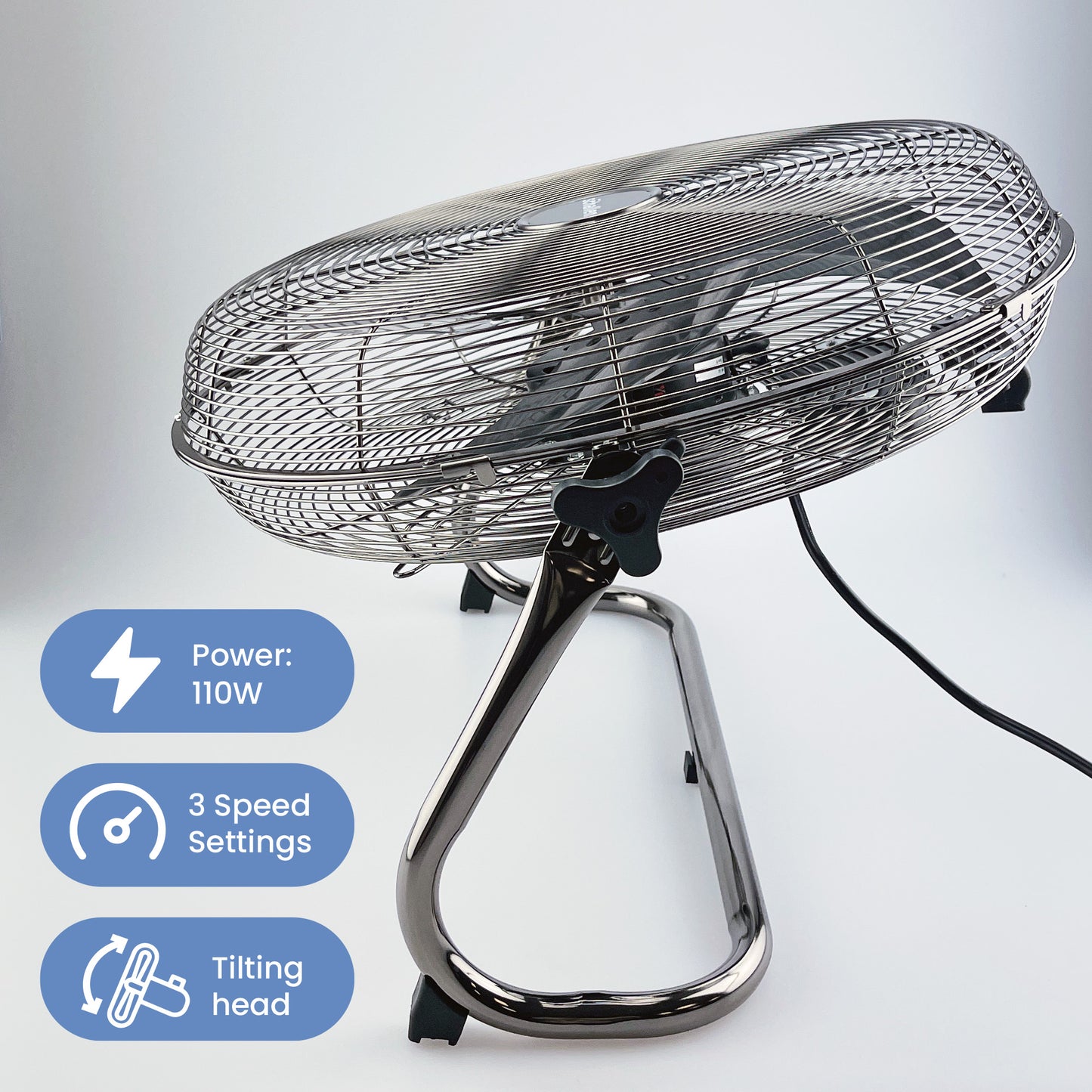Schallen Gunmetal Black Metal High Velocity Cold Air Circulator Adjustable Floor Fan - 18"