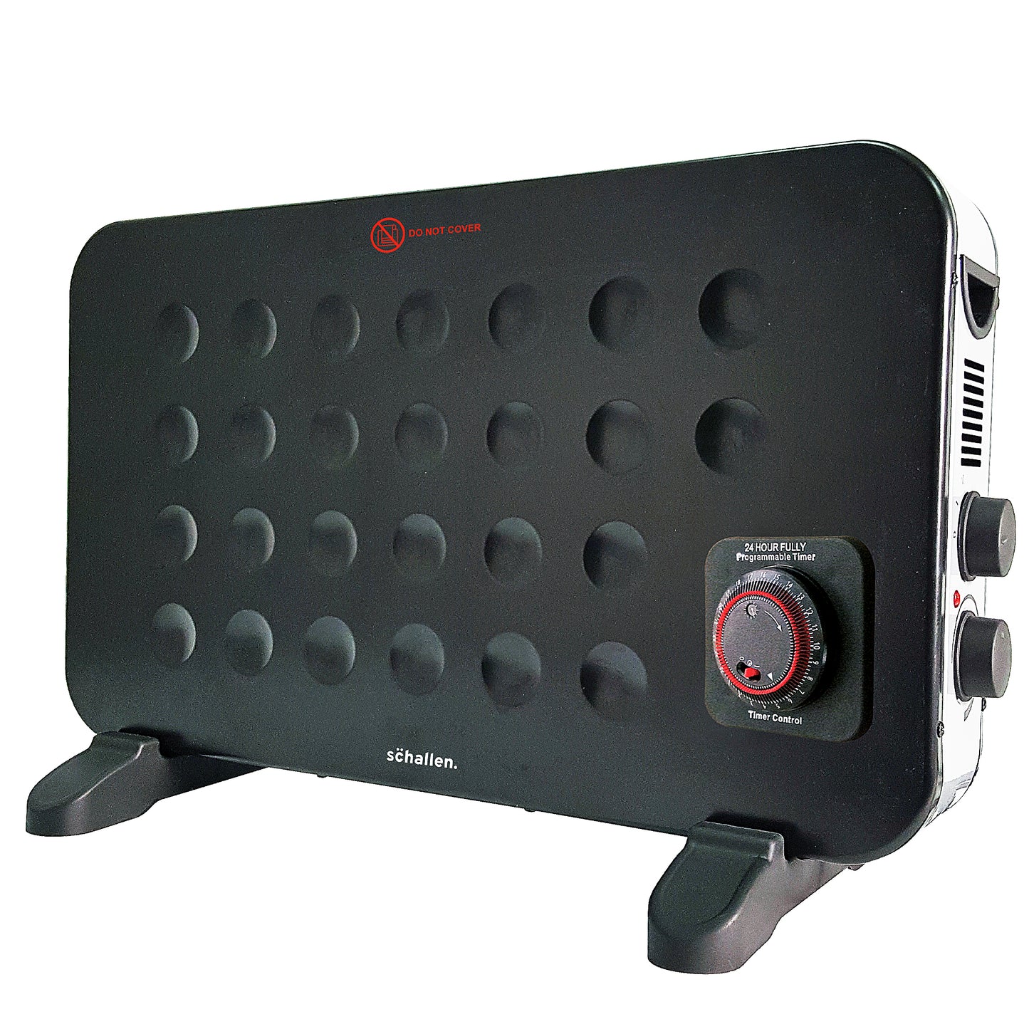Schallen Black 2KW Portable Convector Radiator Heater with Timer & Turbo Fan