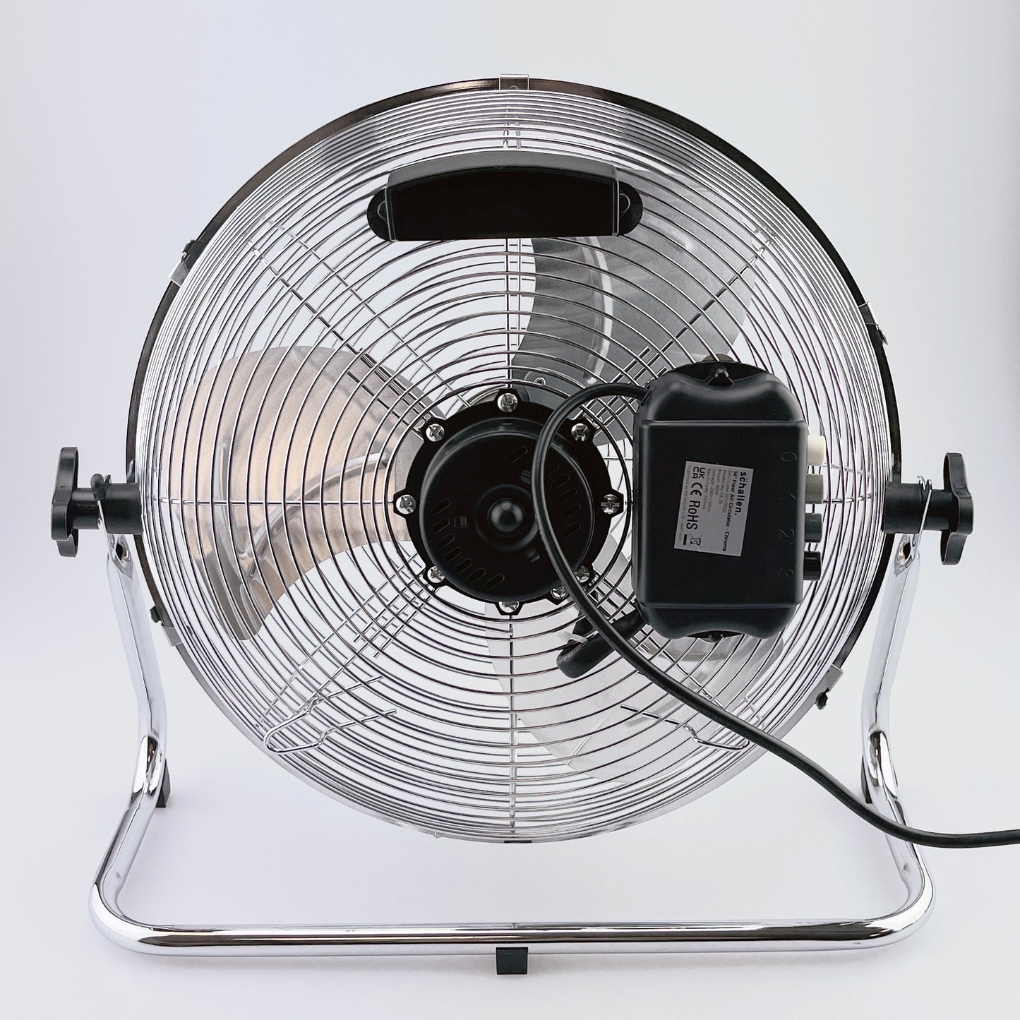 Schallen Chrome Silver Metal High Velocity Cold Air Circulator Adjustable Floor Fan - 14"