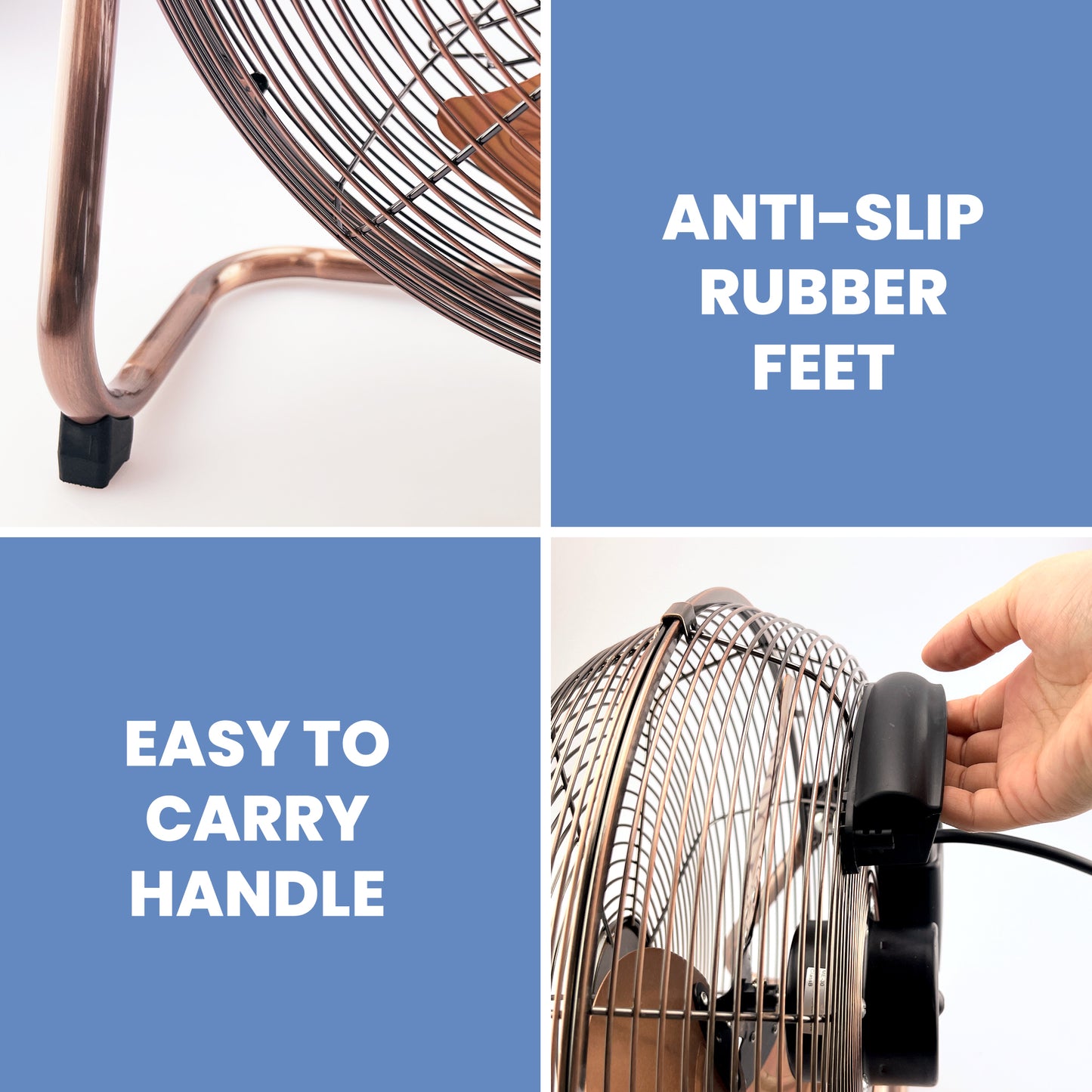 Schallen Copper Metal High Velocity Cold Air Circulator Adjustable Floor Fan - 18"
