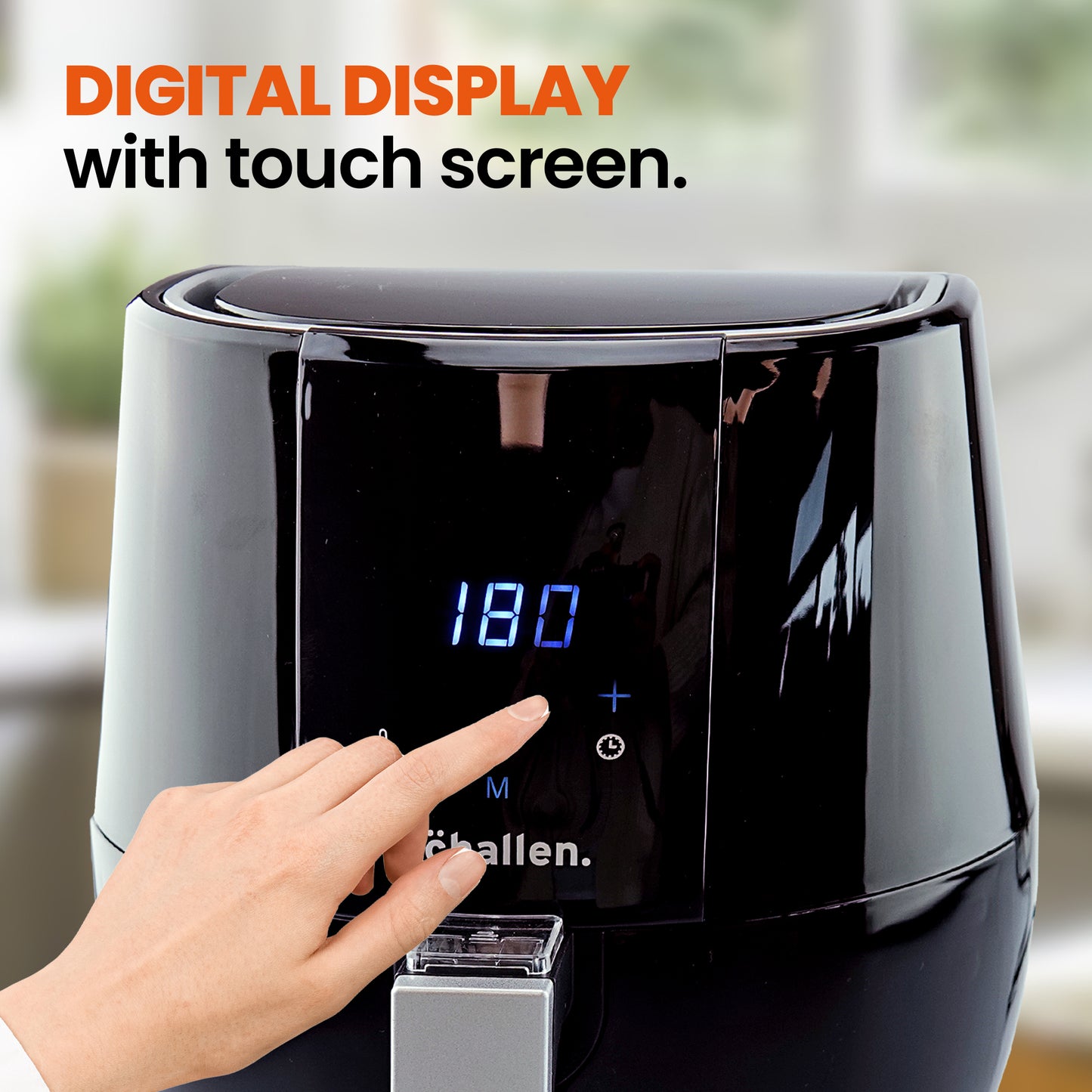 Schallen Modern Black Gloss Low Fat Large 3.5L 1300-1500W Digital Display Air Fryer with 9 Cooking Settings and 30 Minute Timer