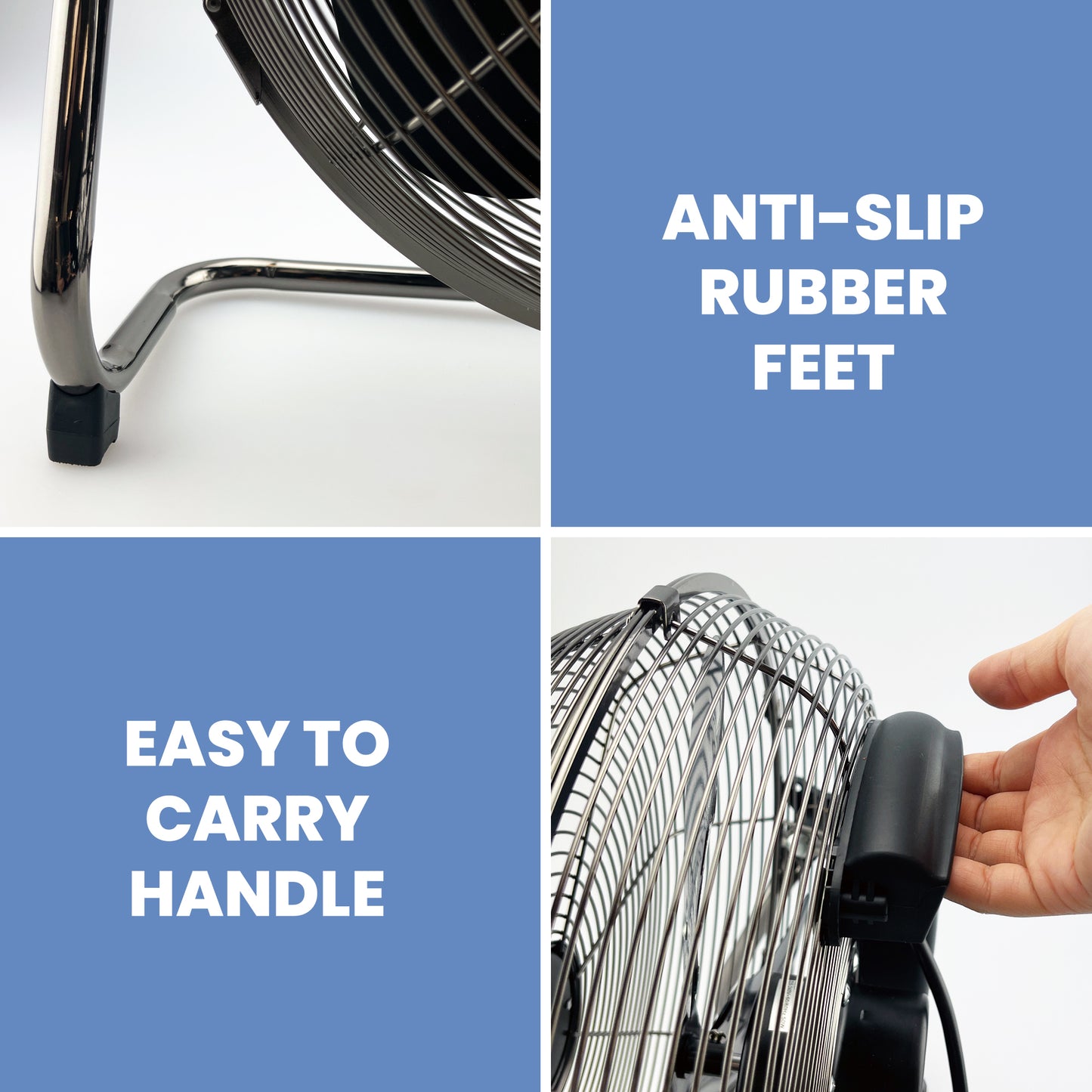 Schallen Gunmetal Black Metal High Velocity Cold Air Circulator Adjustable Floor Fan - 14"