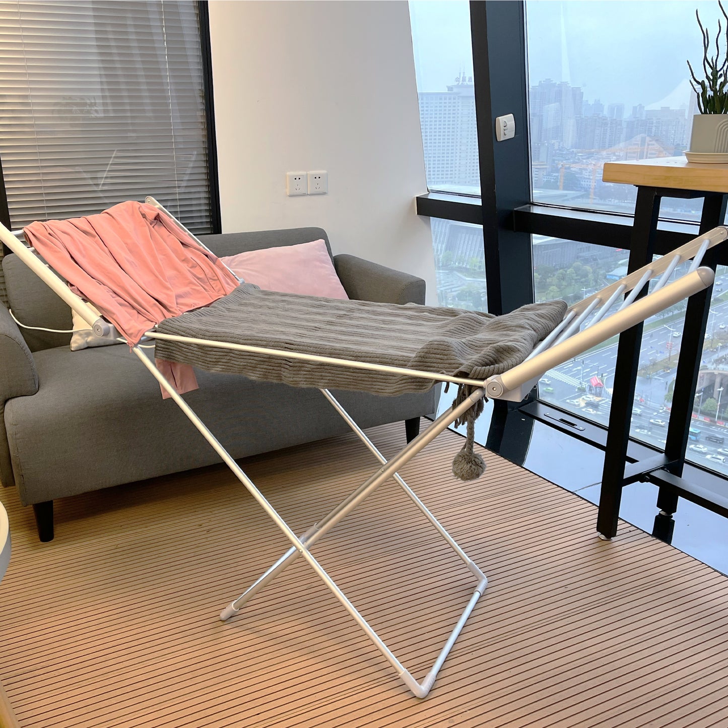 Schallen Electric Foldable 18 Heated Winged Indoor Laundry Heat Drying Clothes Airer Fast Dryer Rack with Cover