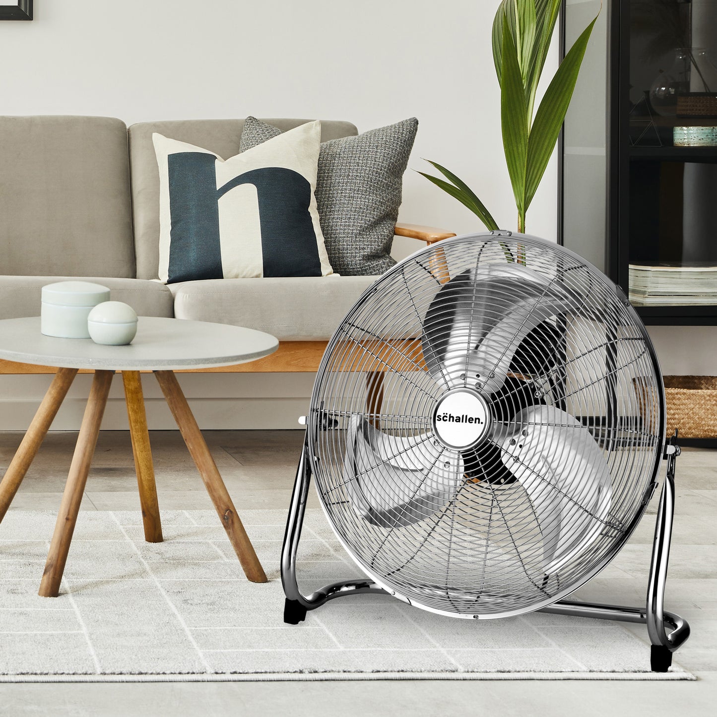 Schallen Chrome Silver Metal High Velocity Cold Air Circulator Adjustable Floor Fan - 18"