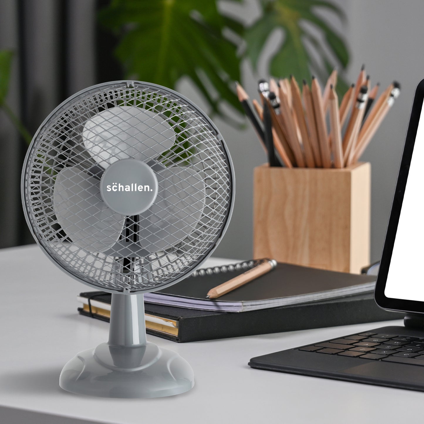 Schallen 6" Small Electric Modern Portable Air Cooling Fan with Tilt Feature - Grey