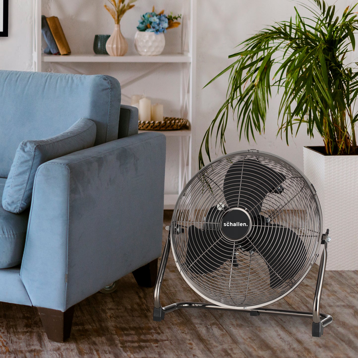 Schallen Gunmetal Black Metal High Velocity Cold Air Circulator Adjustable Floor Fan - 14"