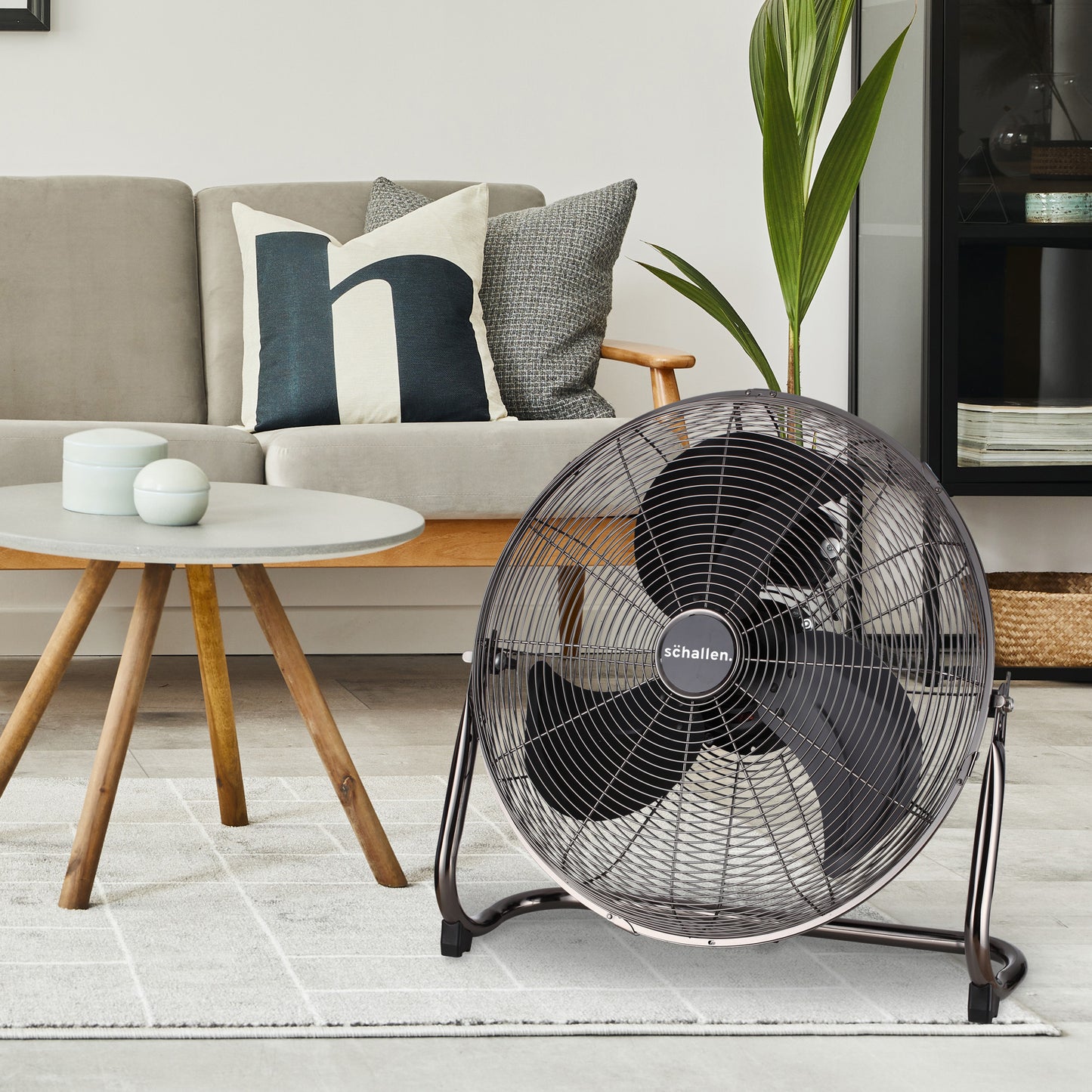 Schallen Gunmetal Black Metal High Velocity Cold Air Circulator Adjustable Floor Fan - 18"