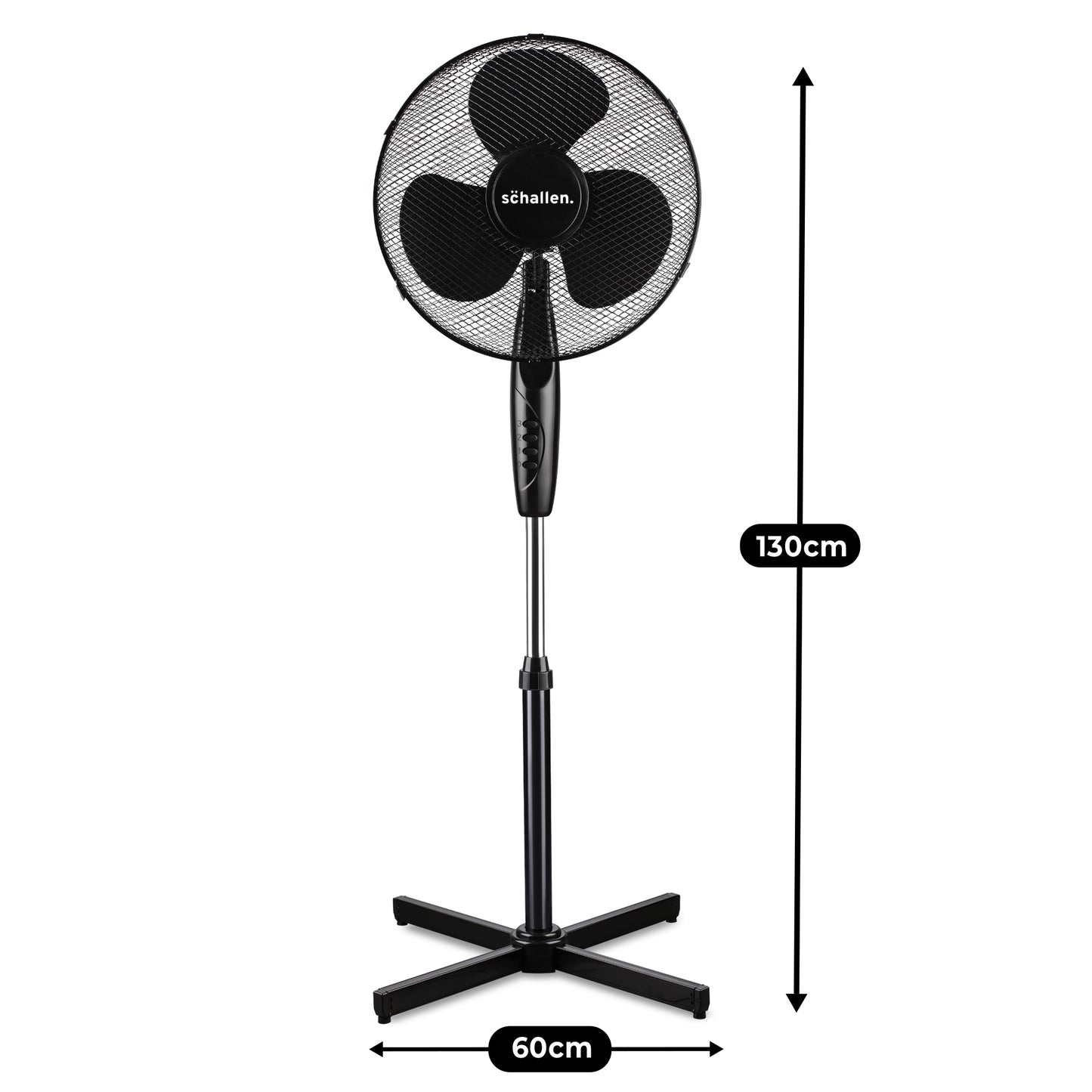Schallen 16" Electric Oscillating Floor Standing Tall Pedestal Air Cooling Fan - Black