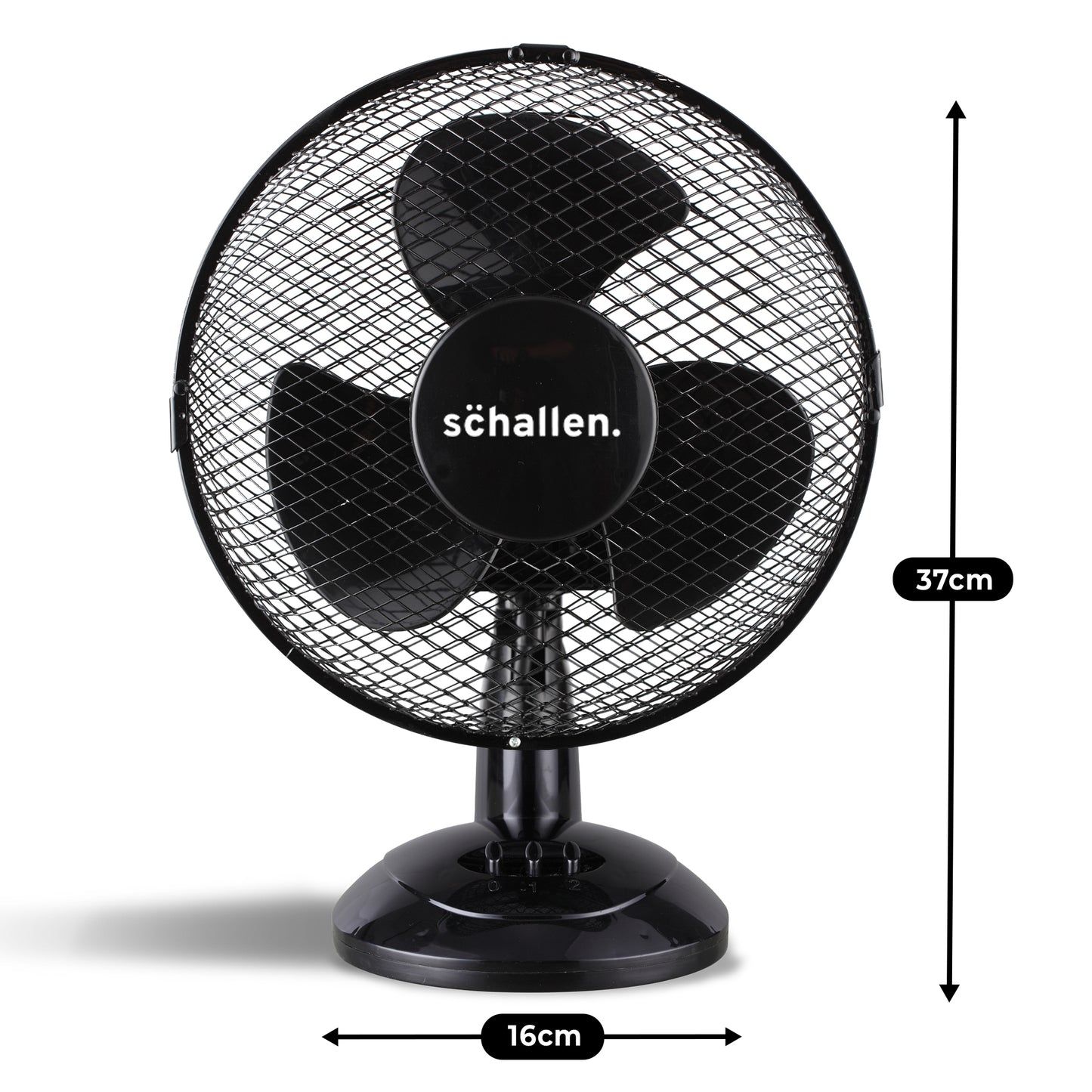 Schallen Small 9" Portable Desk Table Oscillating Cooling Fan with 2 Speed Setting - Black
