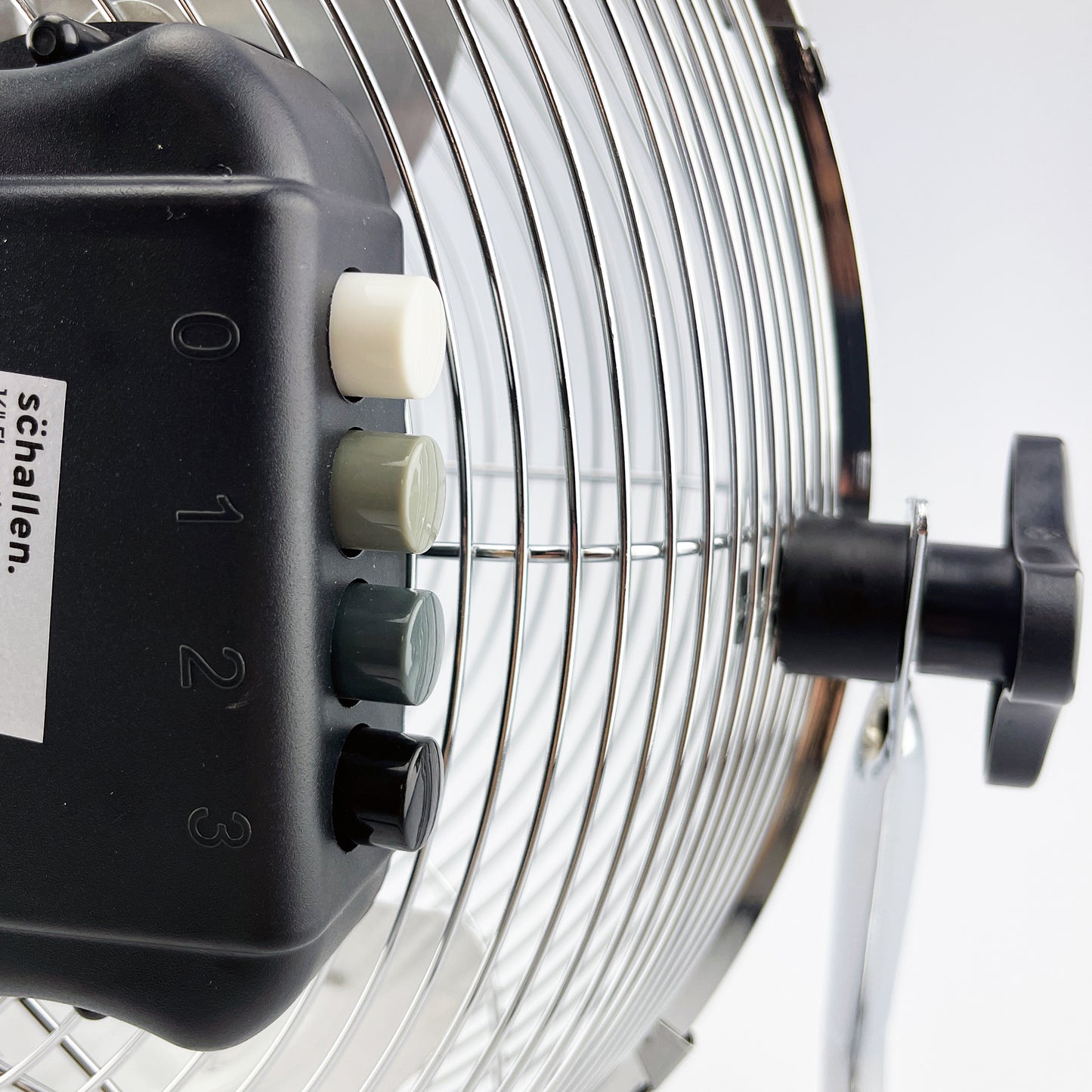 Schallen Chrome Silver Metal High Velocity Cold Air Circulator Adjustable Floor Fan - 14"